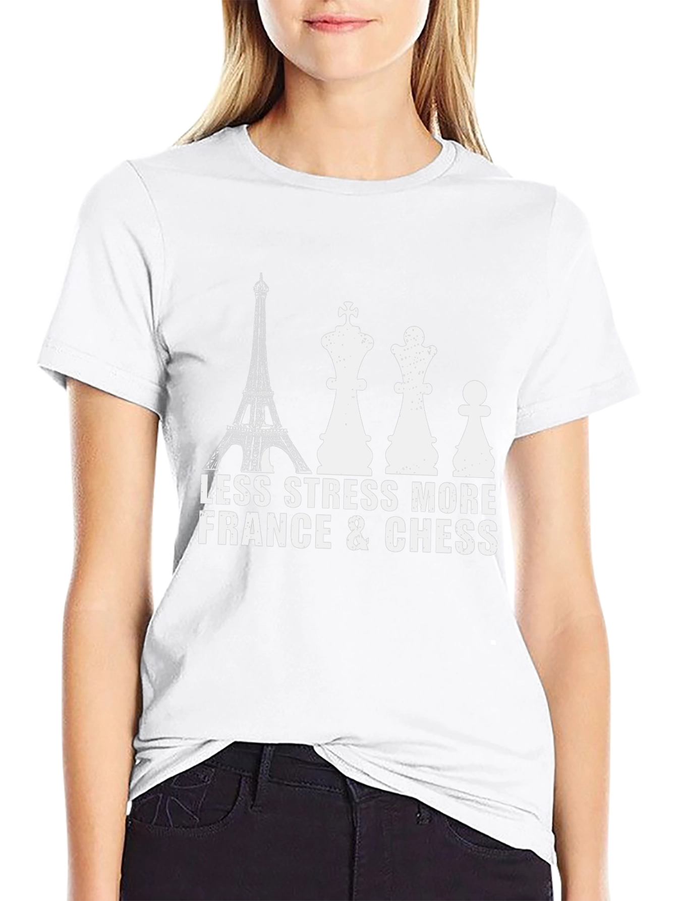 Black France & Chess Graphic T-Shirt - Less Stress More Life view 9