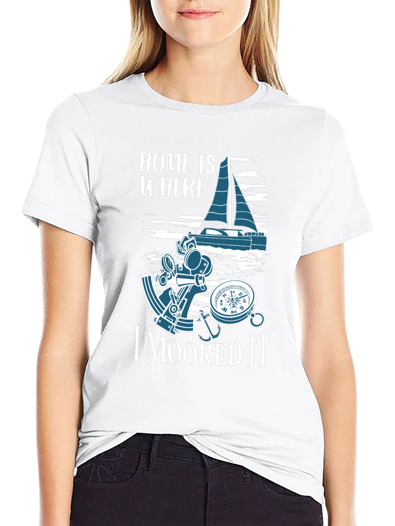Black Home is Where I Moored It - Nautical T-Shirt view 9