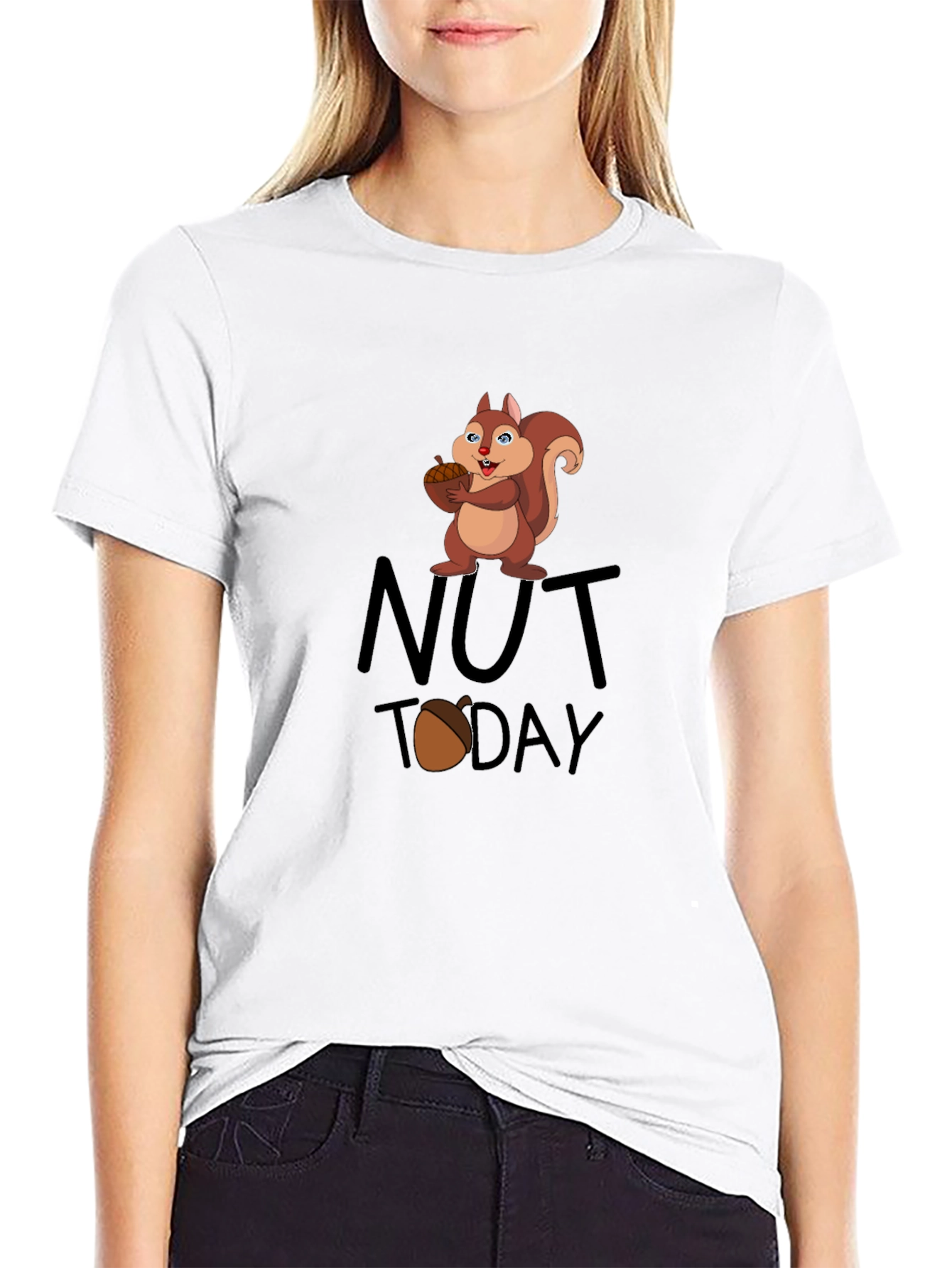 Black Nut Today Squirrel Graphic T-Shirt - Funny Humor Tee view 9