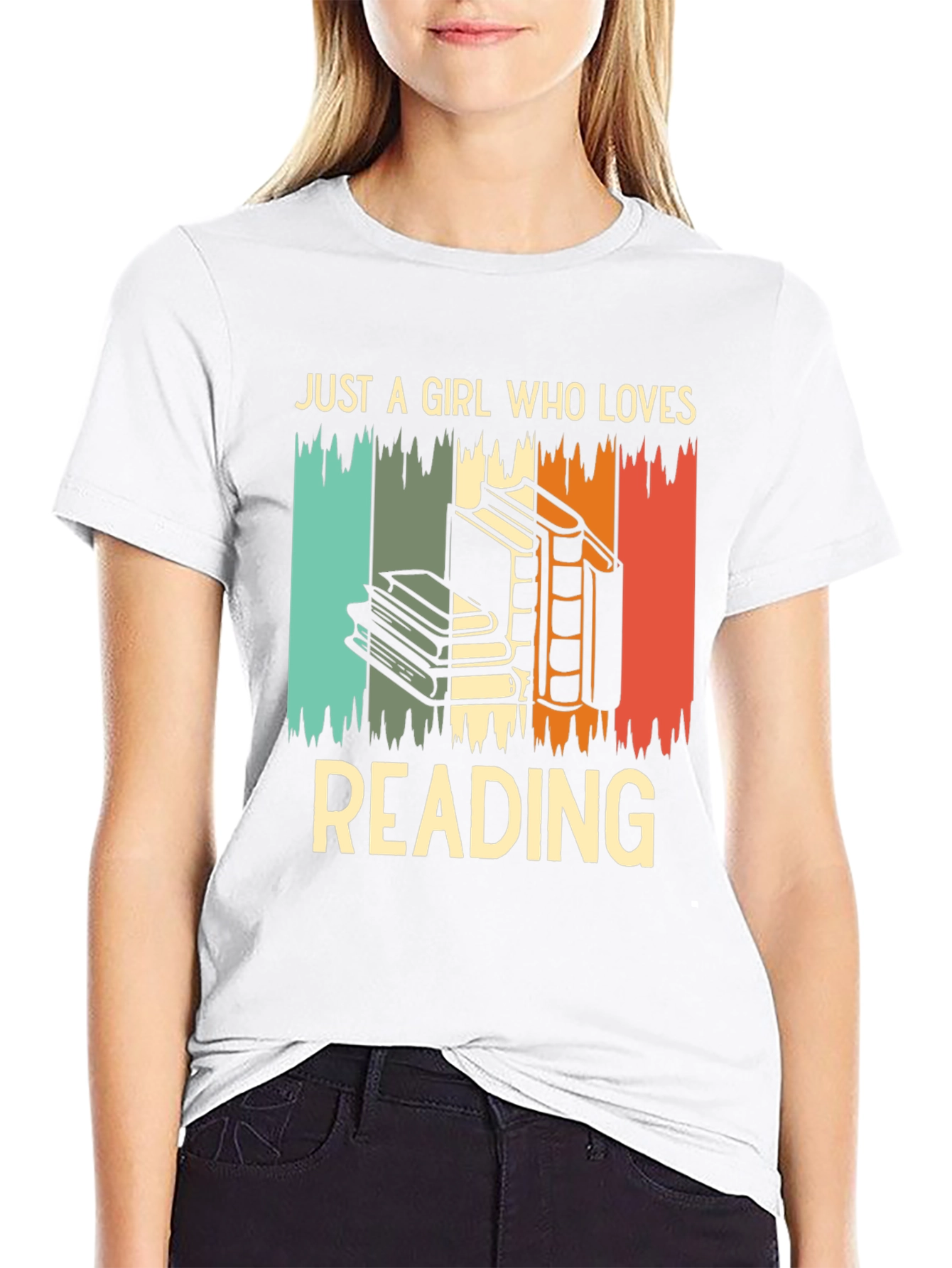 Black Retro Reading Lover T-Shirt for Women view 9