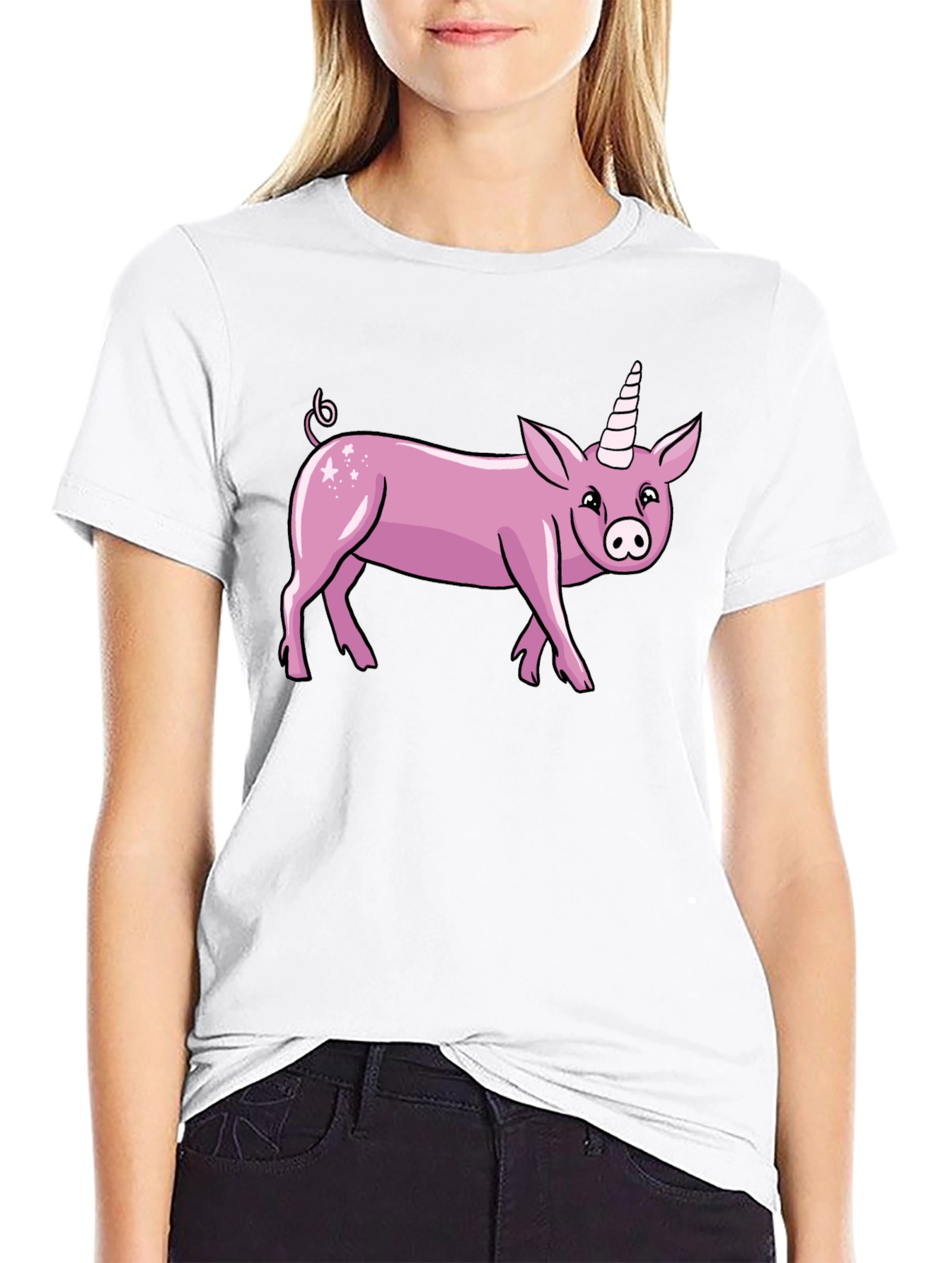 Black Pig Unicorn Graphic T-Shirt view 9