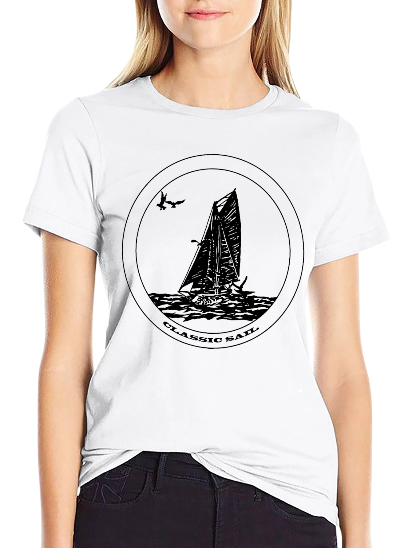 Black Classic Sail Boat Graphic T-Shirt view 9