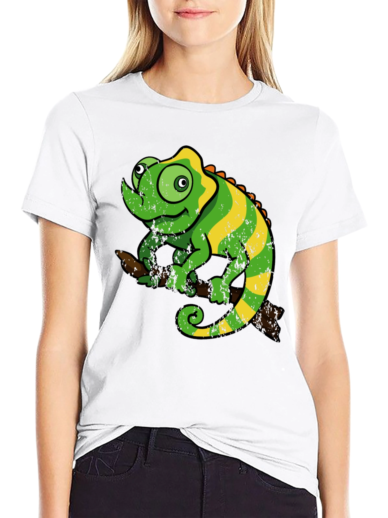 Black Chameleon Graphic Tee - Fun Reptile T-Shirt view 9