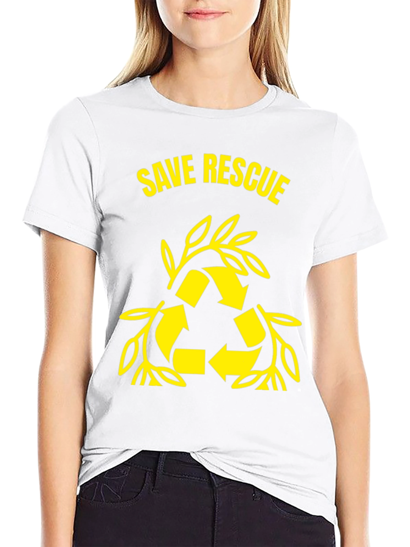 Black Save Rescue Graphic Tee - Eco Friendly T-Shirt view 9
