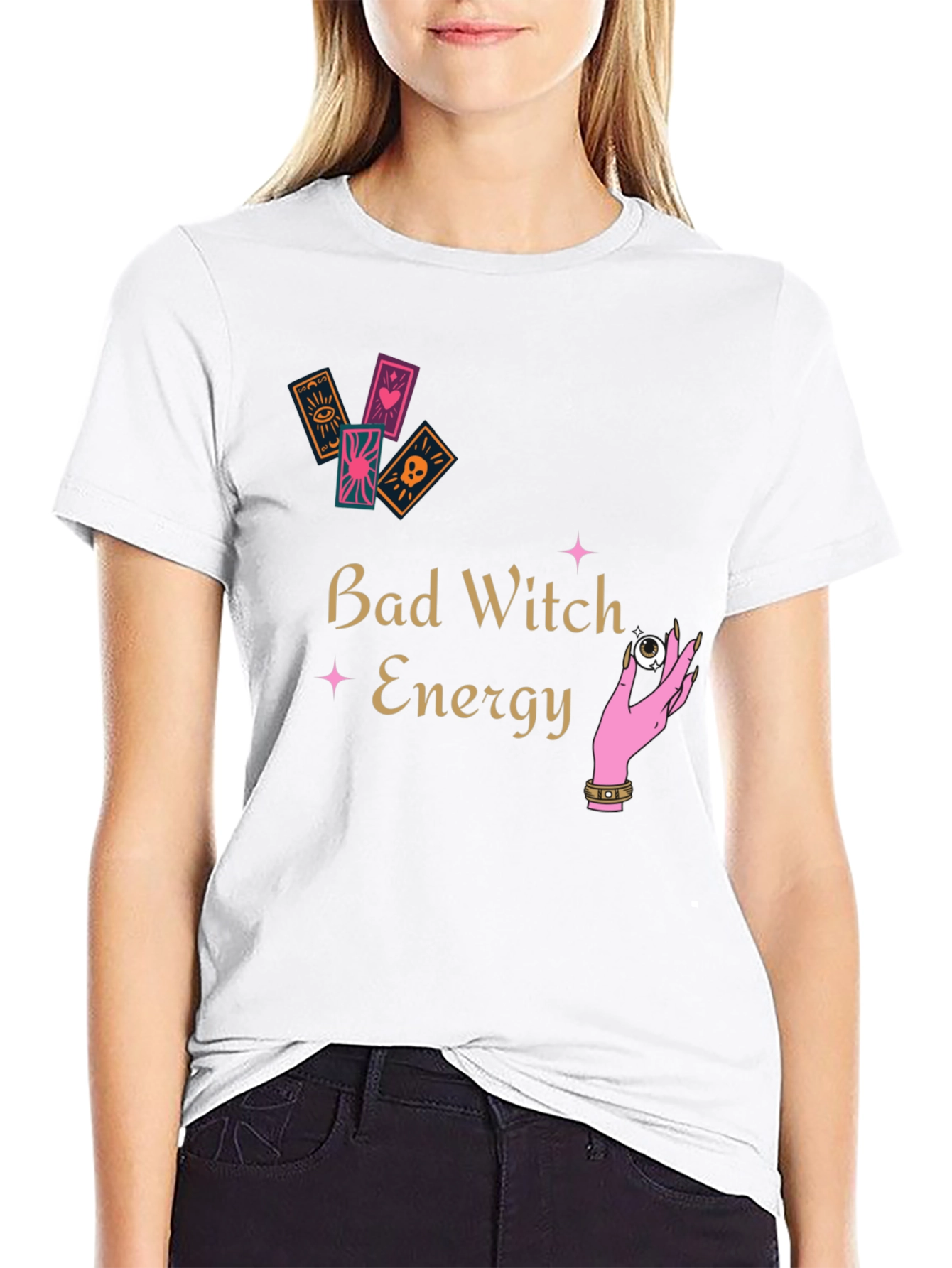 Black Bad Witch Energy Graphic Tee - Unisex Black T-Shirt view 9
