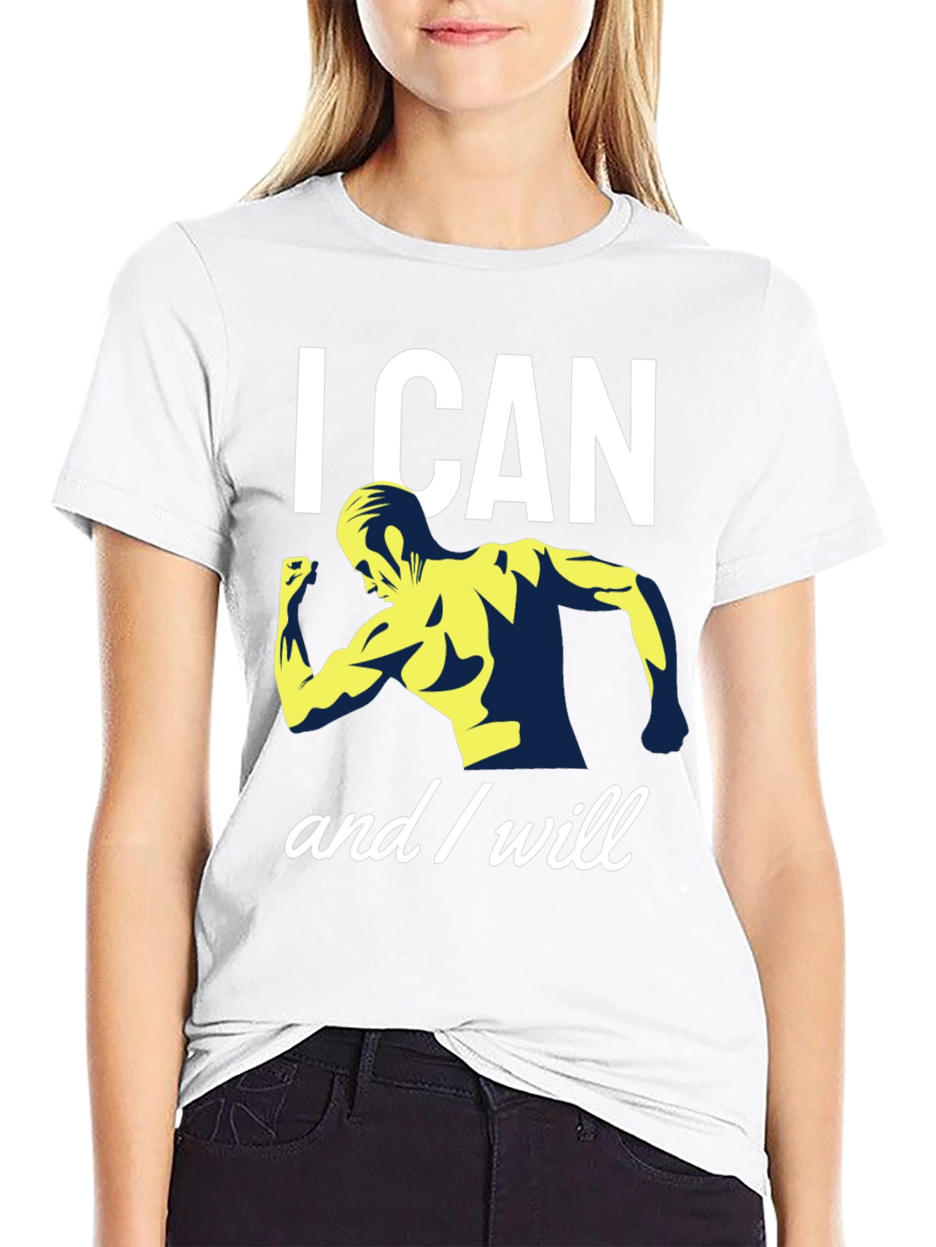 Black I Can and I Will Graphic T-Shirt - Motivational Design view 9