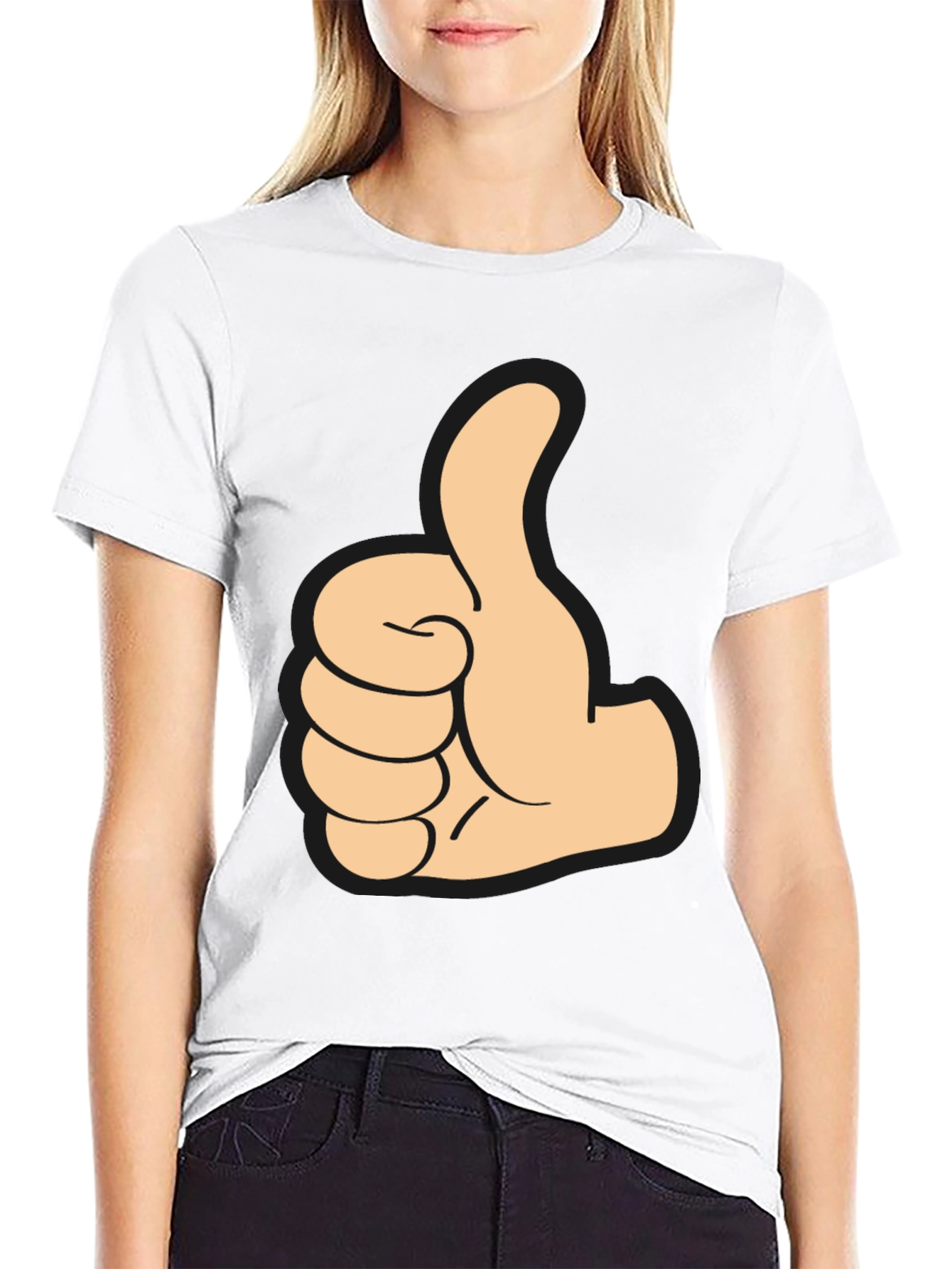 Black Thumbs Up Graphic Tee - Black Cotton T-Shirt view 9