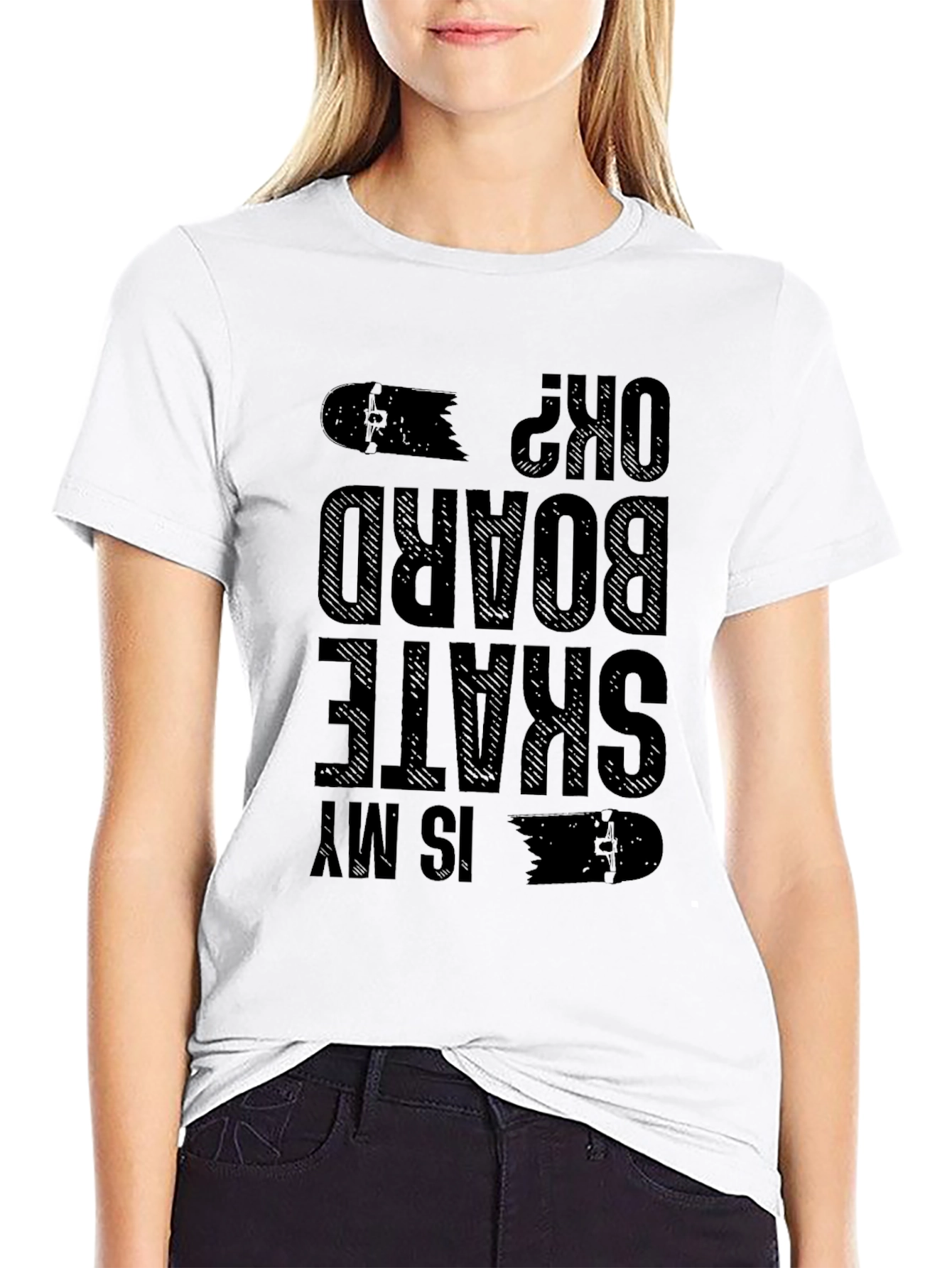 Black Is My Skateboard OK? Graphic Tee - Black Cotton view 9