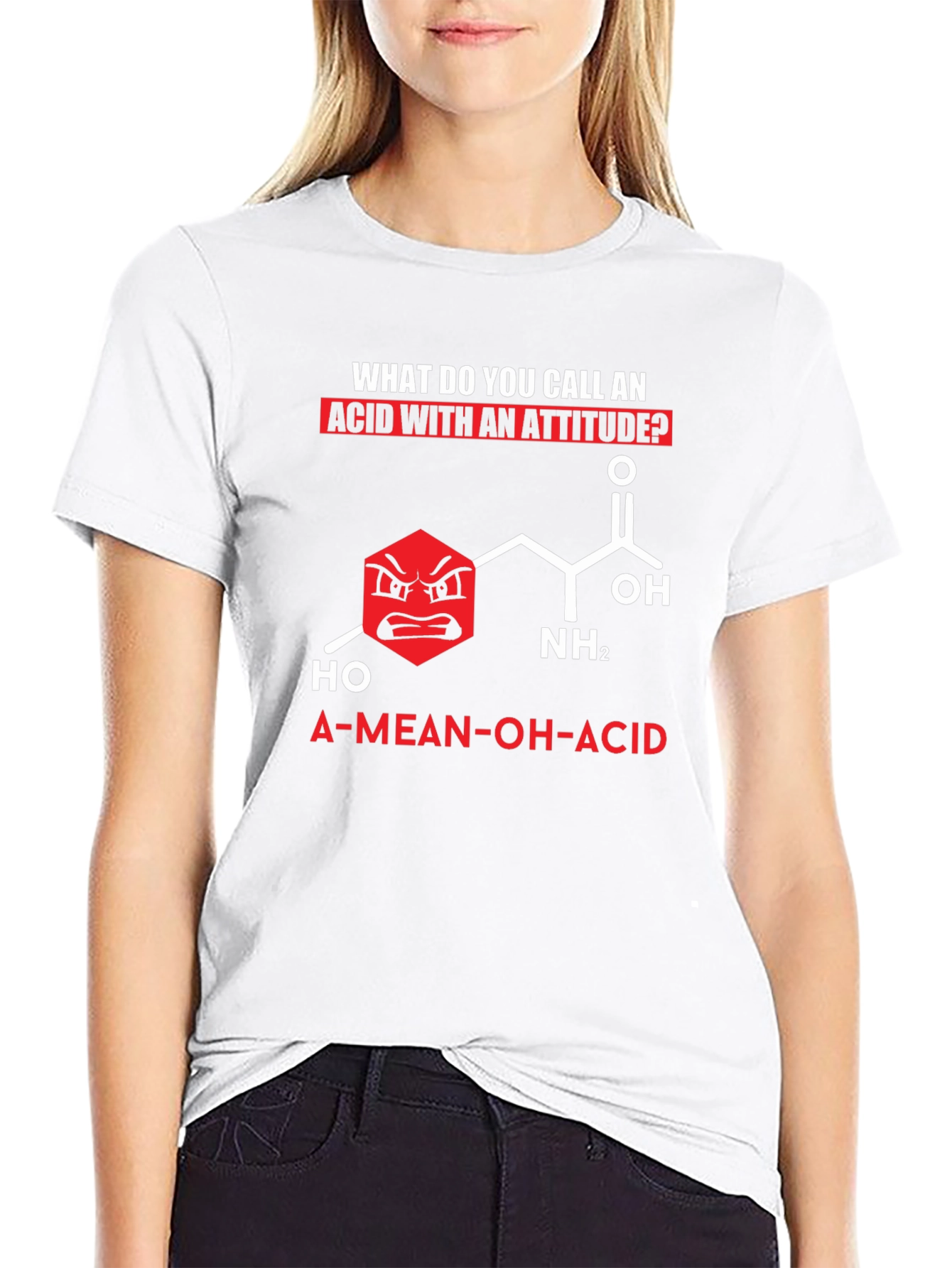 Black Funny Chemistry T-Shirt: A-Mean-OH-Acid view 9