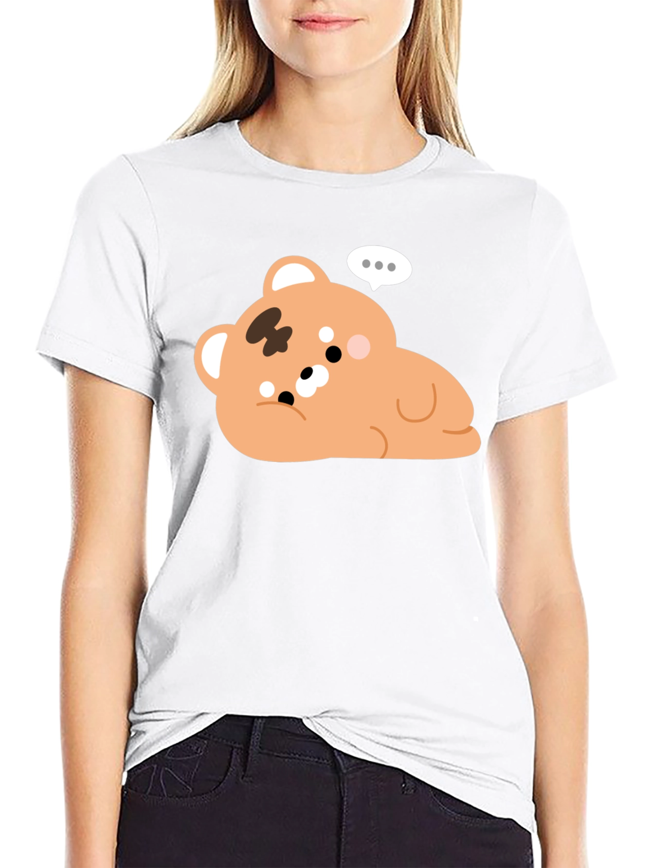 Black Cute Bear Graphic Black T-Shirt view 9