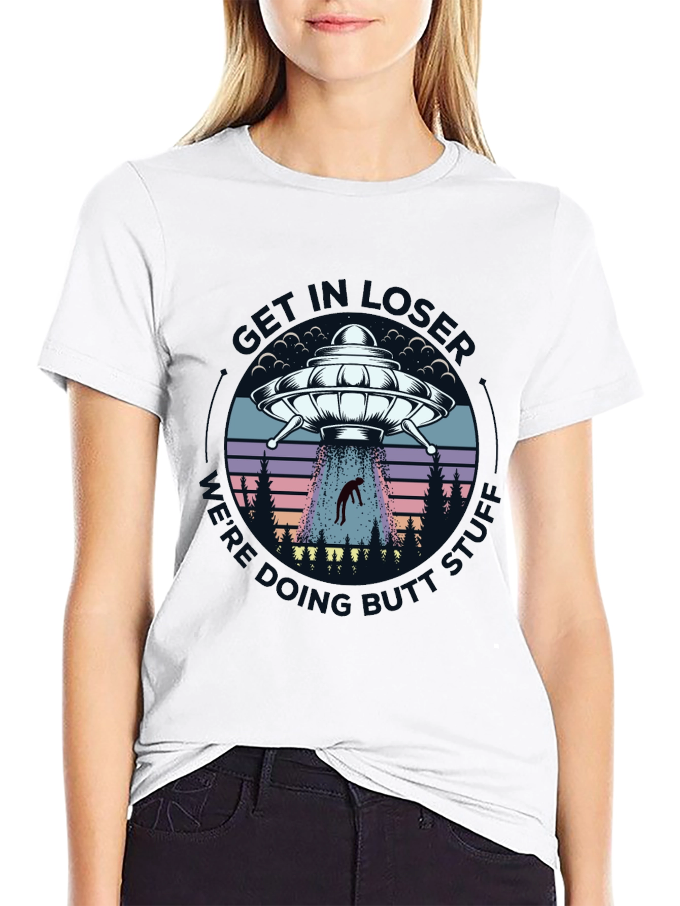 Black Alien Abduction Graphic Tee - Sci-Fi Humor view 9