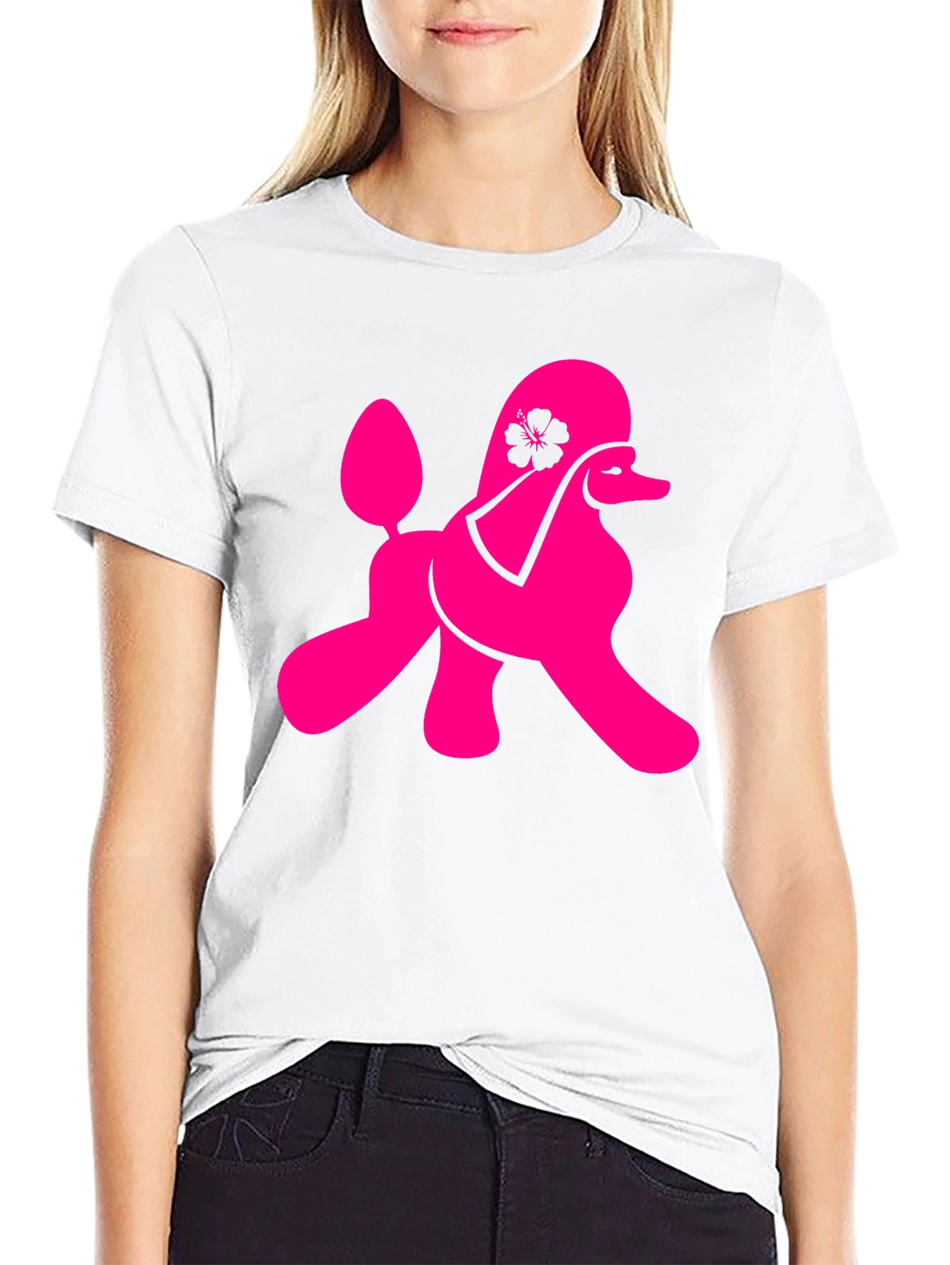 Black Poodle Graphic Tee - Black Cotton Blend T-Shirt view 9