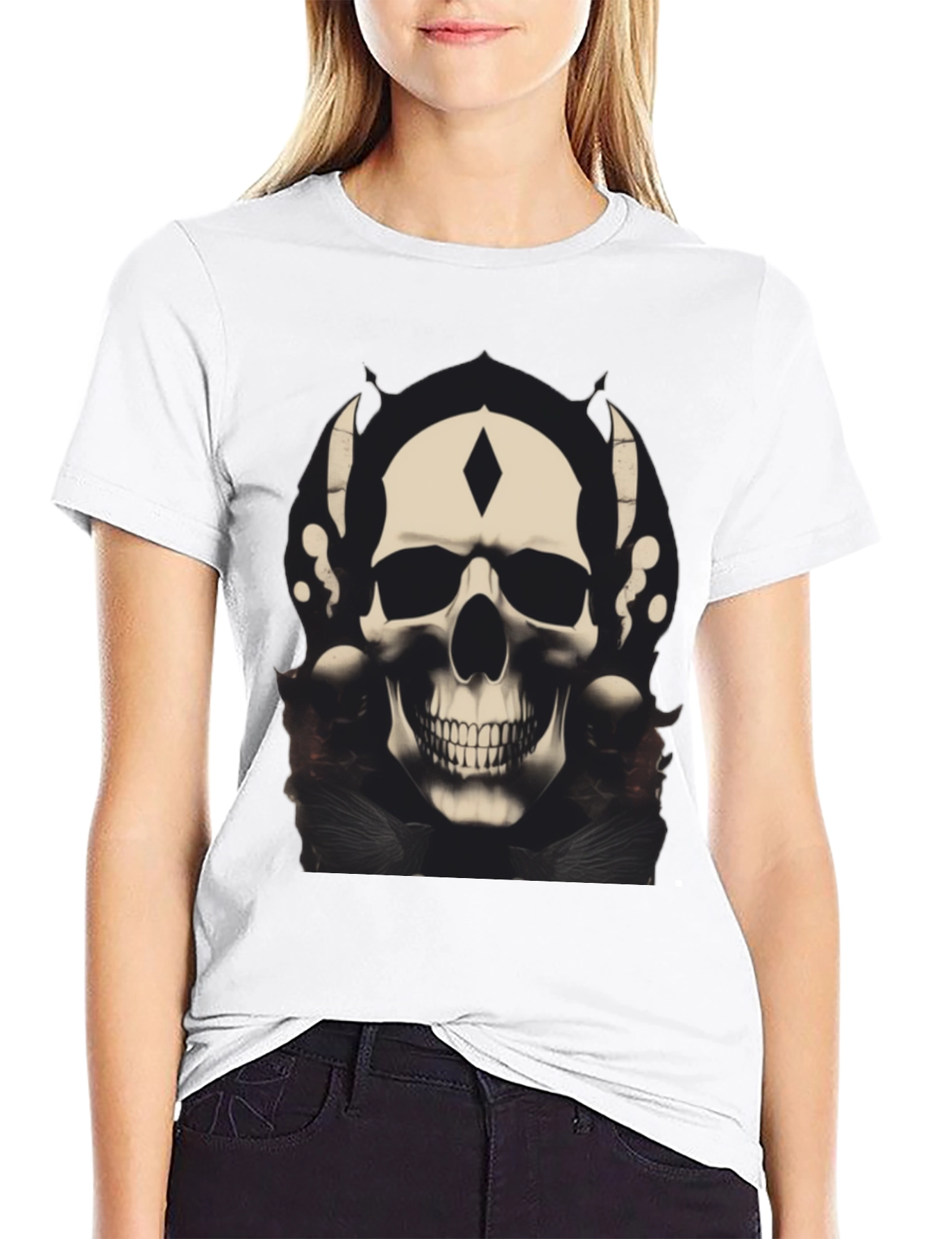 Black Skull Graphic Black T-Shirt view 9