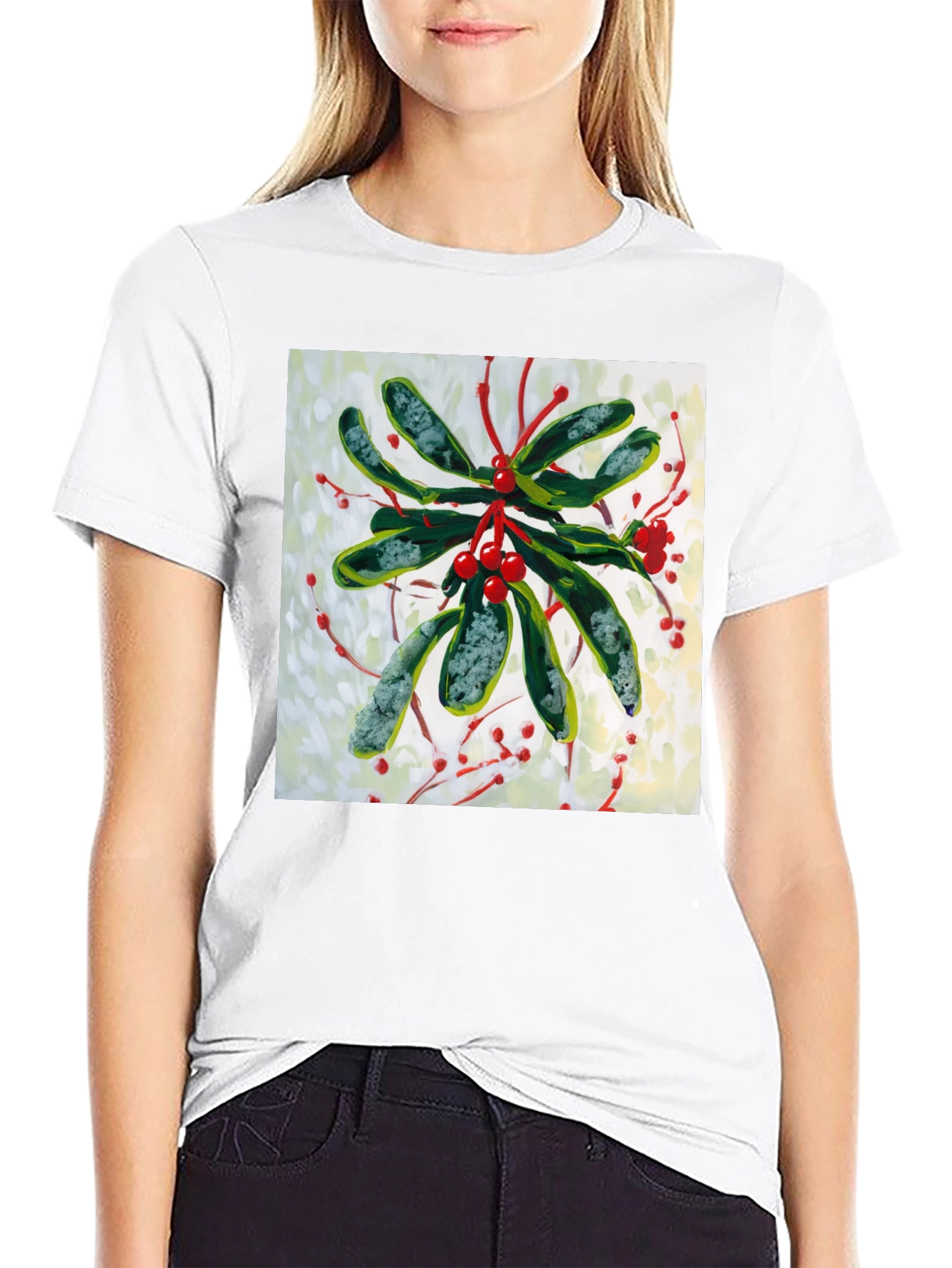 Black Mistletoe Graphic Tee - Holiday Style view 9