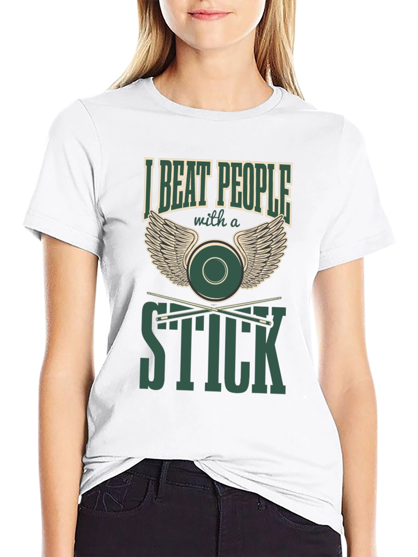 I Beat People with a Stick Funny Billiards T-Shirt - 9