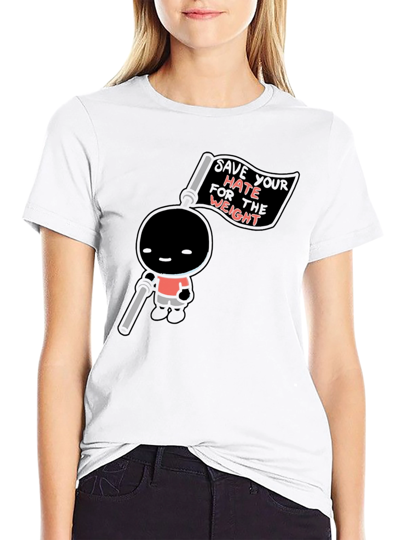 Black Save Your Hate For The Weight Black Graphic Tee view 9