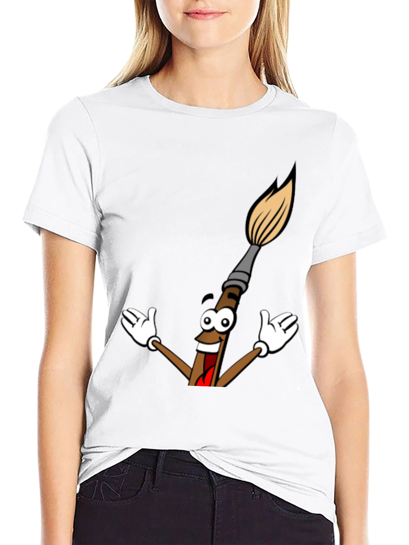Black Cartoon Paintbrush Graphic Tee - Black view 9