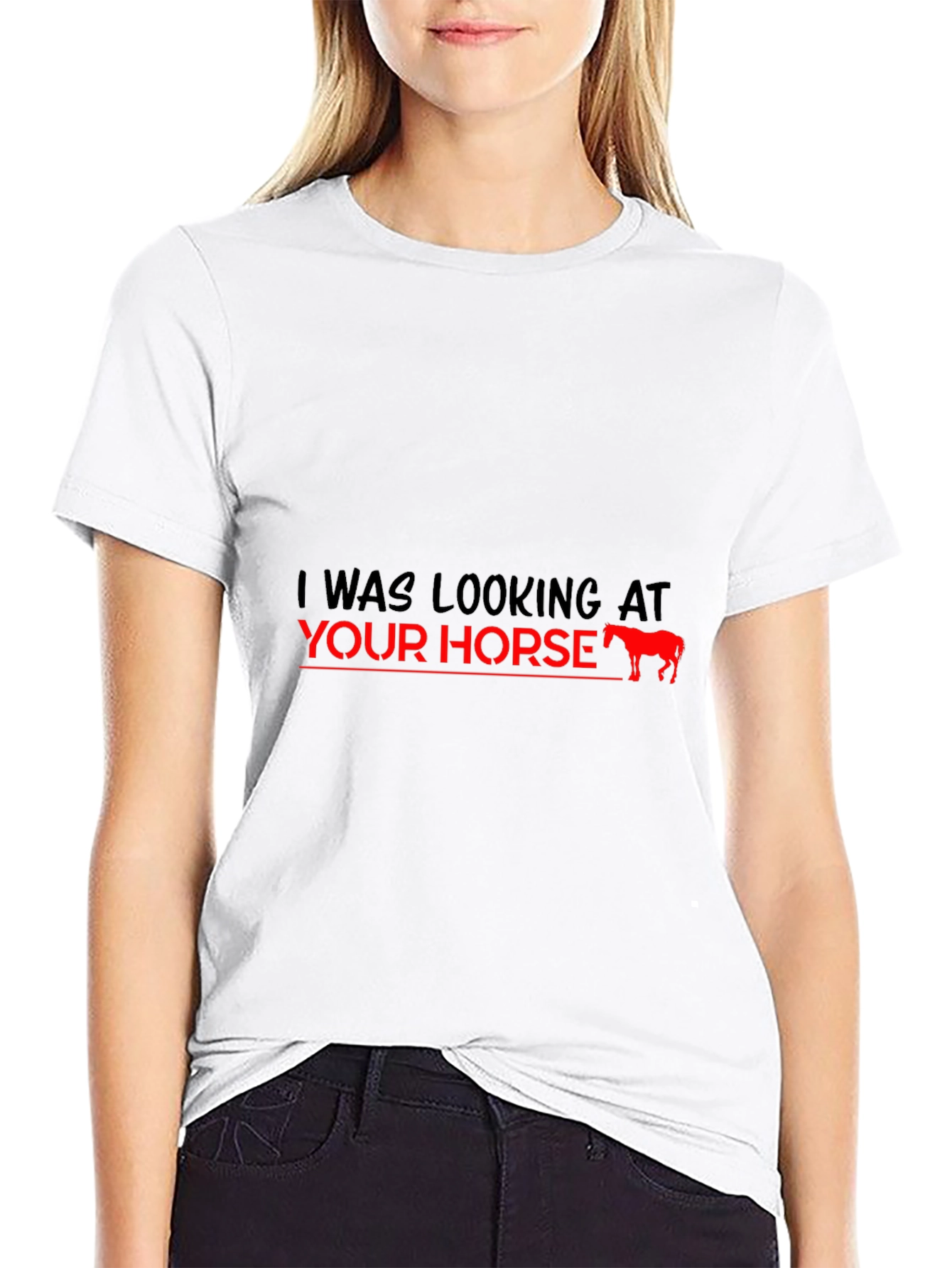 Black Funny Horse T-Shirt - I Was Looking at Your Horse Tee view 9