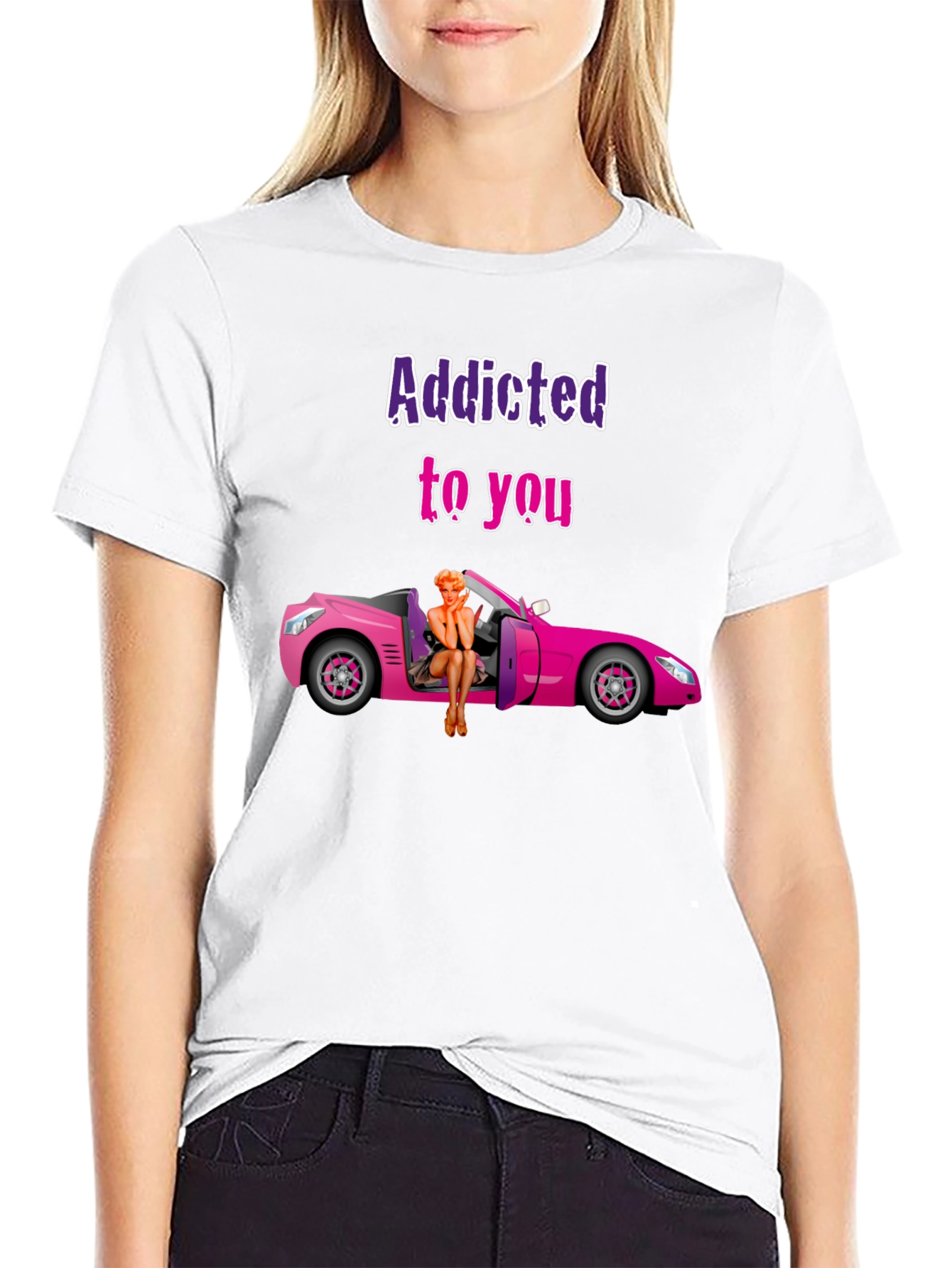 Black Addicted to You Graphic T-Shirt - Novelty Tee view 9
