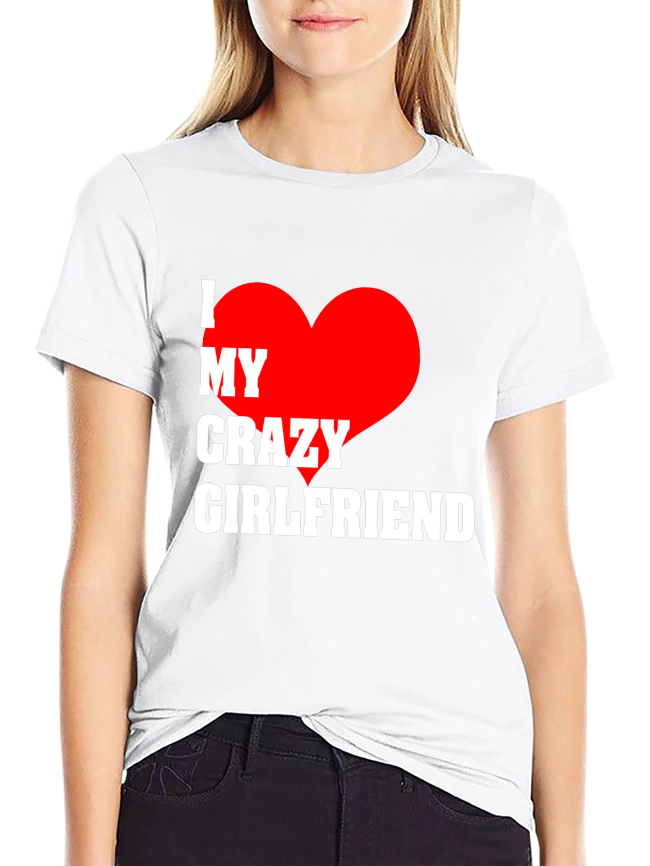 Black I Heart My Crazy Girlfriend Men's T-Shirt view 9