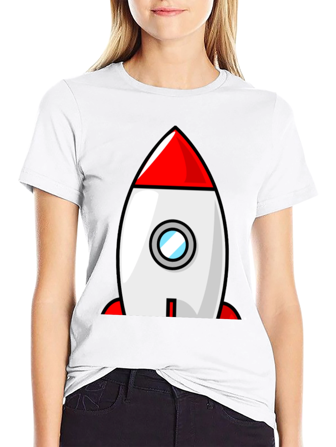 Black Rocket Ship Graphic Tee - Blast Off in Style! view 9
