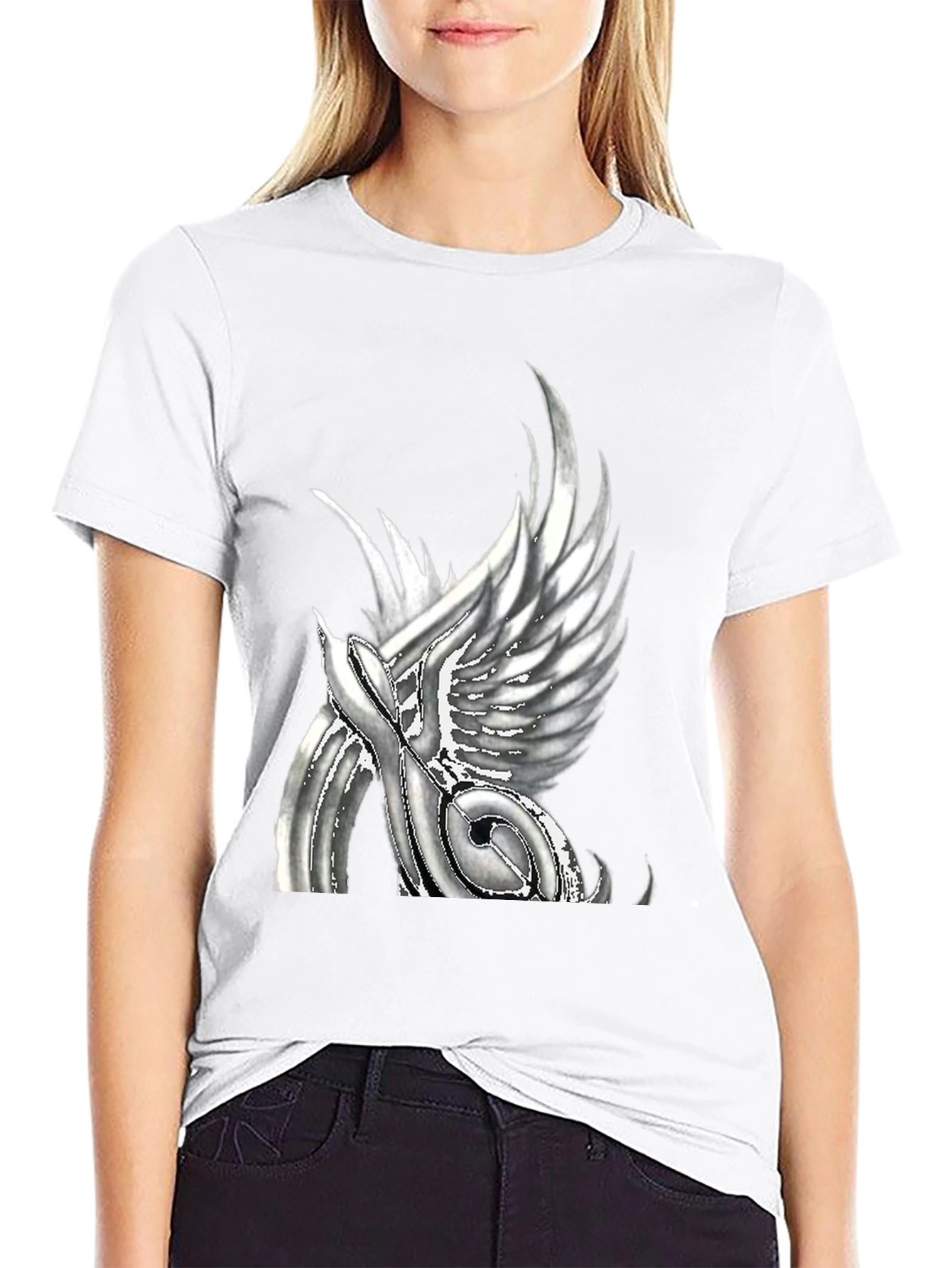 Black Winged Music Note T-Shirt - Unique Graphic Tee view 9