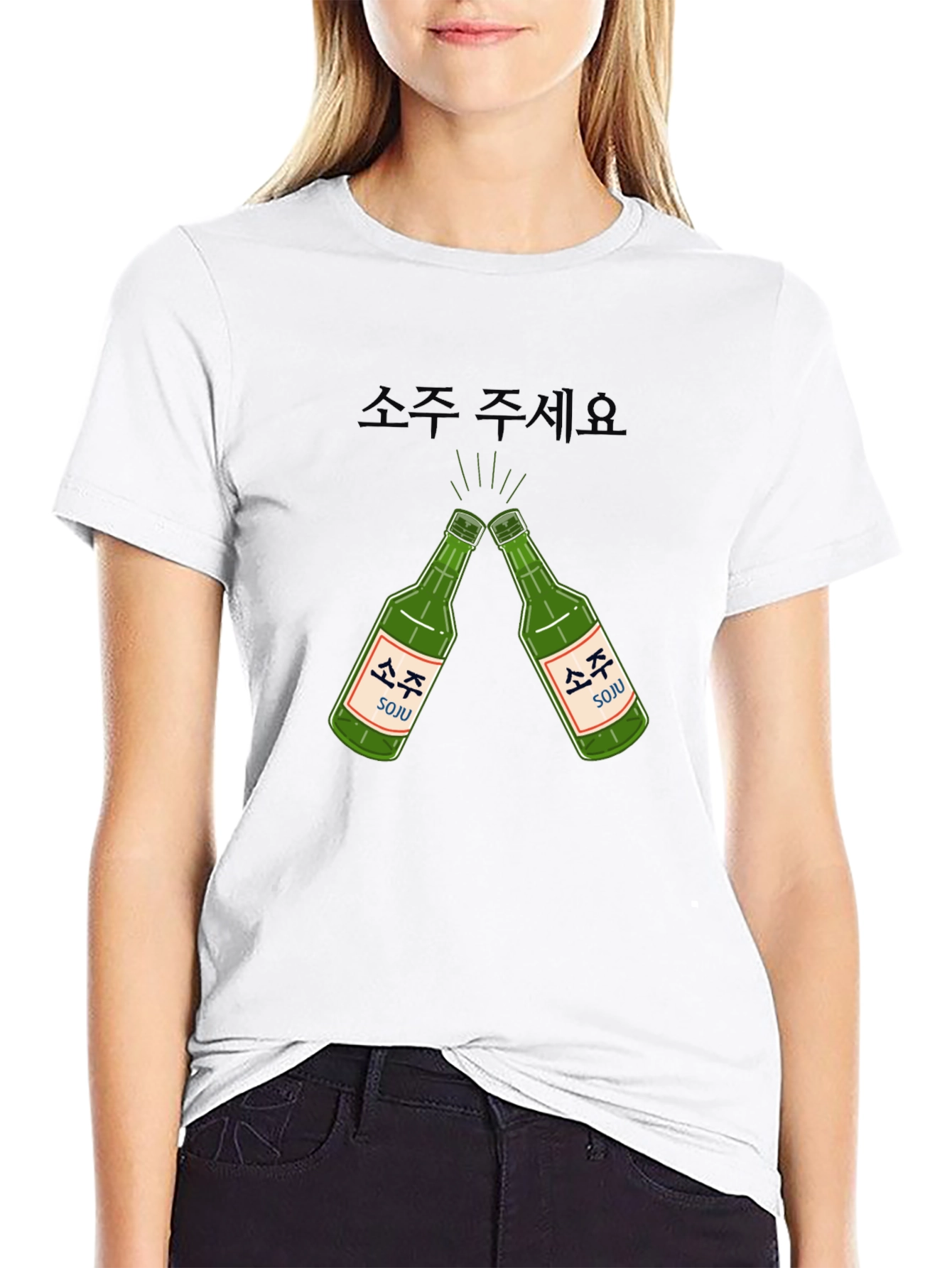 Black Soju Please T-Shirt - Korean Alcohol Tee view 9