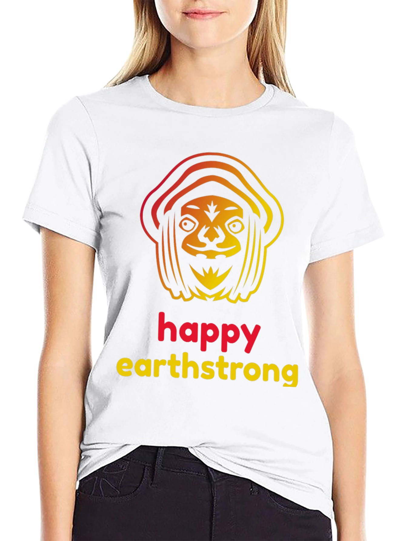 Black Happy Earthstrong T-Shirt - Unique Graphic Tee view 9