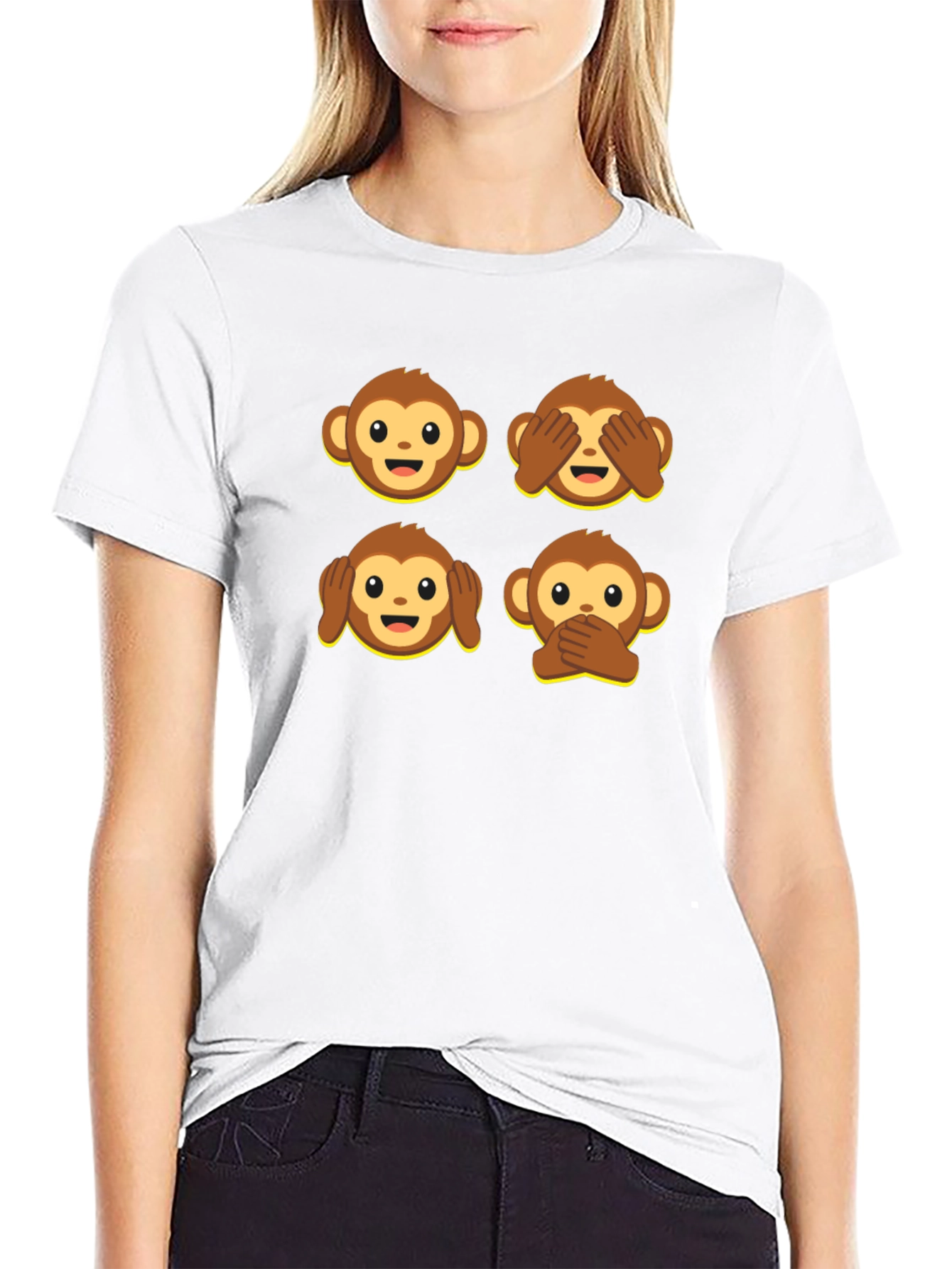 Emoji Monkey Graphic Tee - Hear, See, Speak No Evil T-Shirt - 9