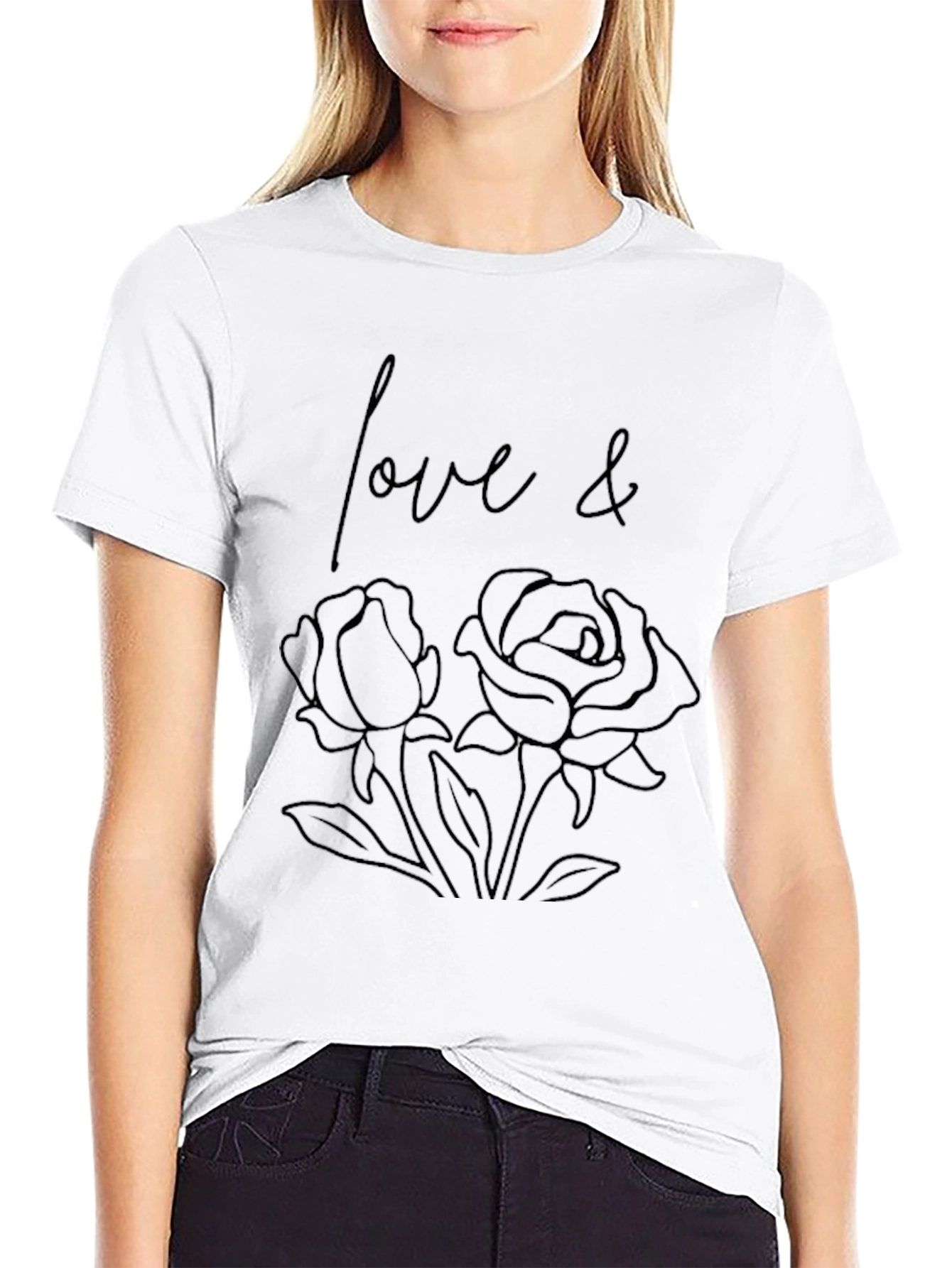 Black Love & Roses Graphic Tee - Stylish Black T-Shirt view 9