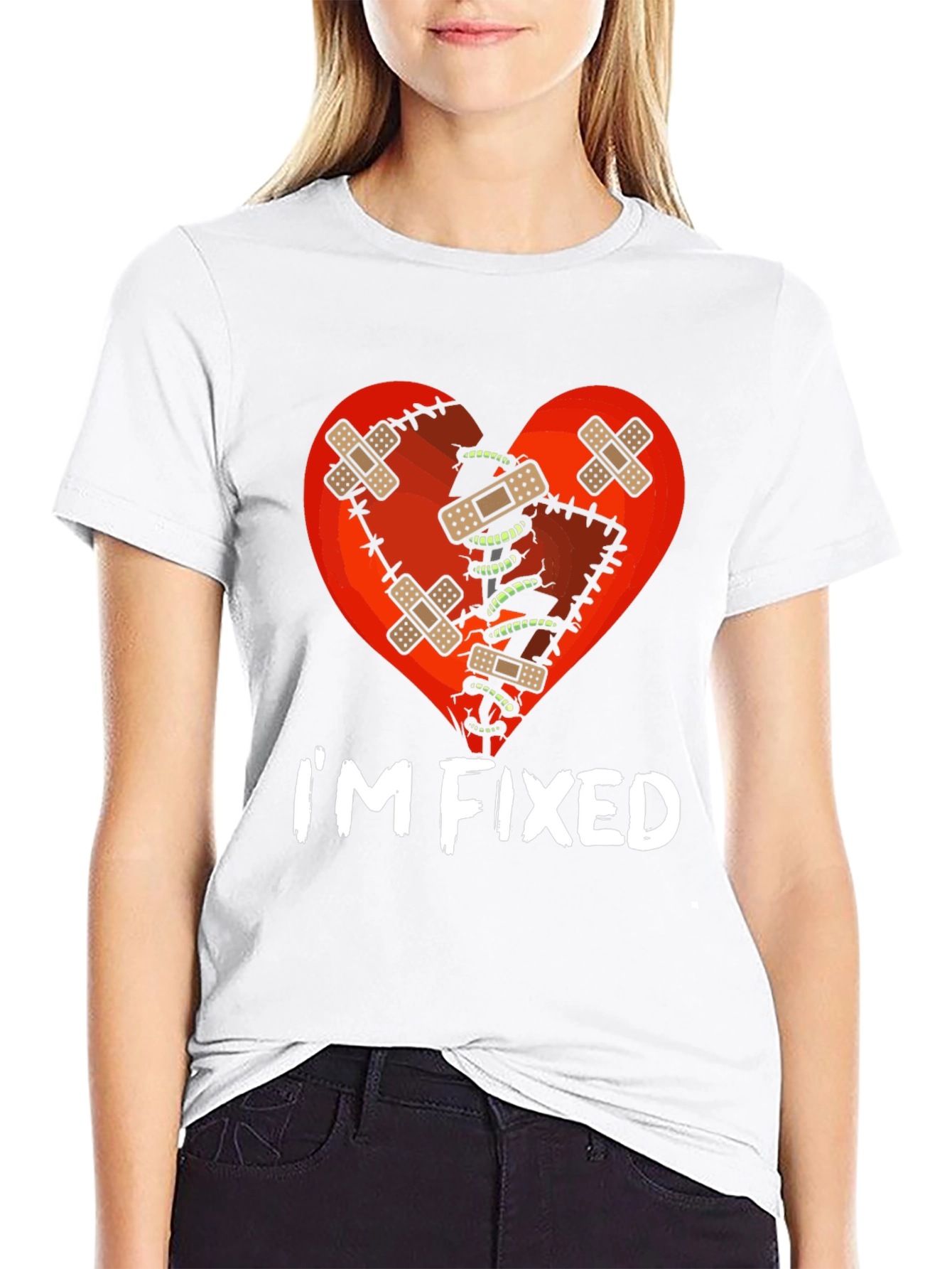 Black I'm Fixed Broken Heart T-Shirt view 9