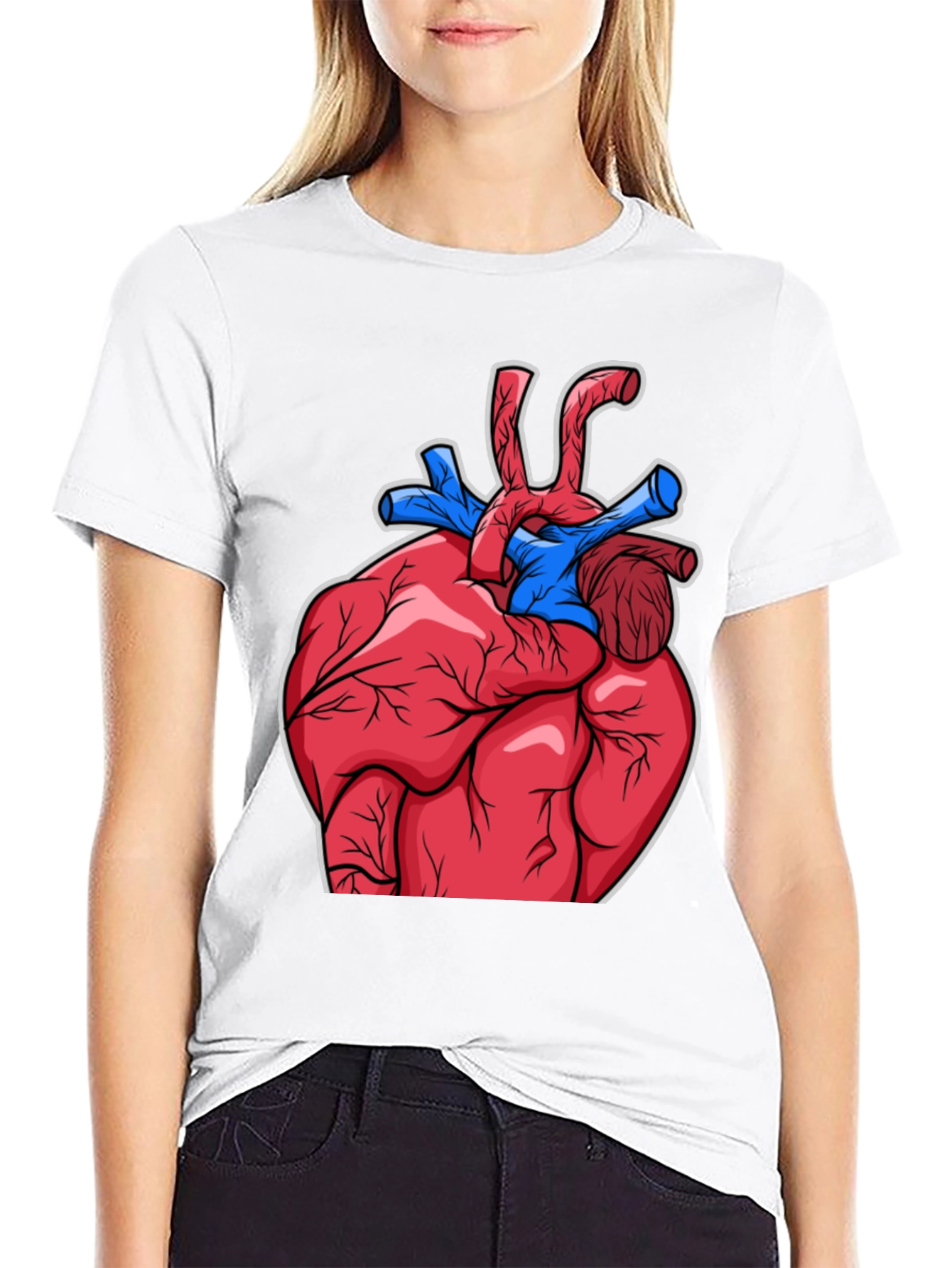 Black Anatomical Heart Graphic T-Shirt - Bold Design view 9