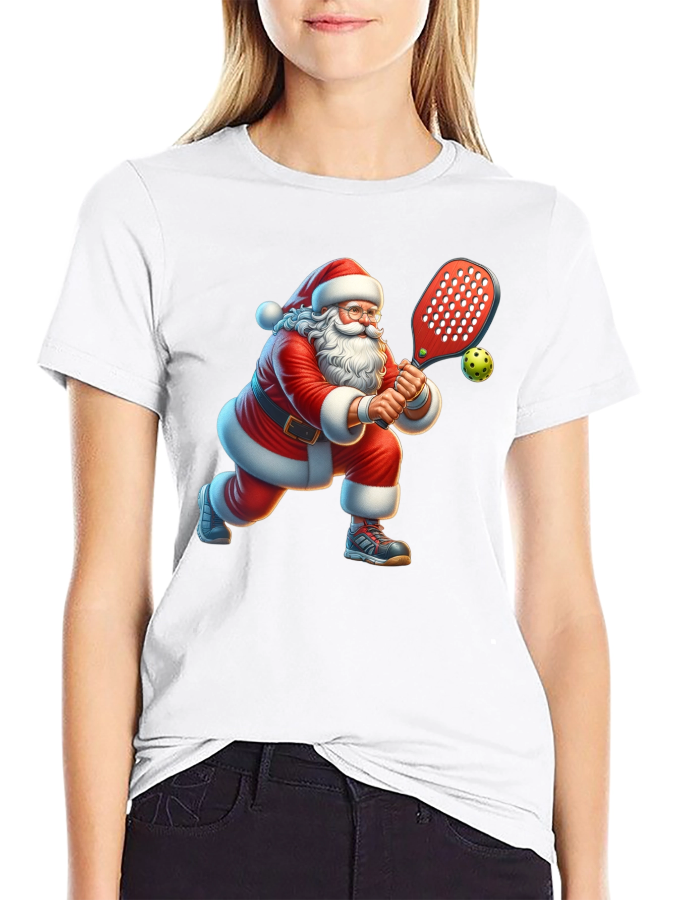 Black Santa Pickleball T-Shirt view 9