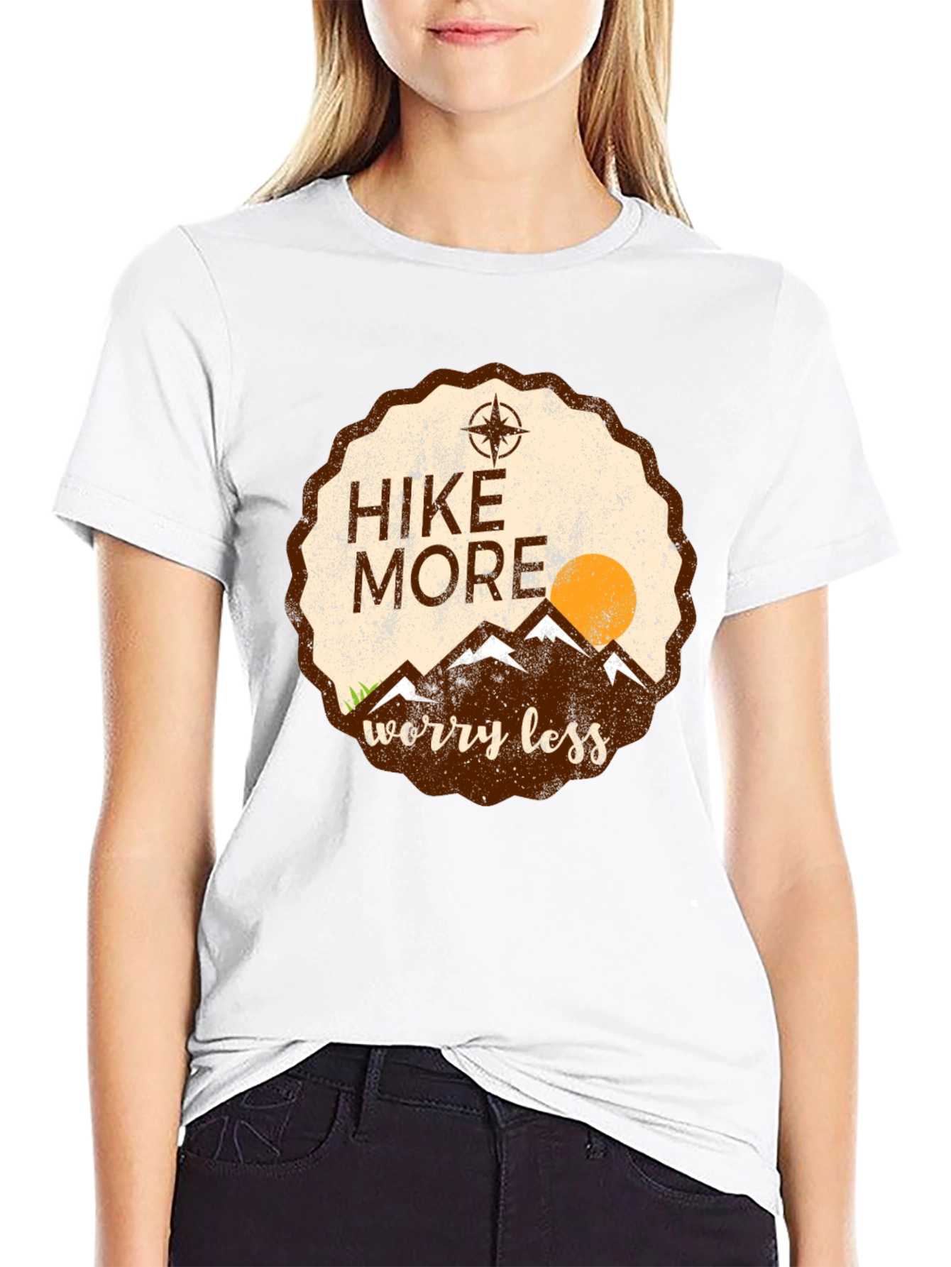 Black Hike More Worry Less Graphic Tee - Adventure Awaits view 9