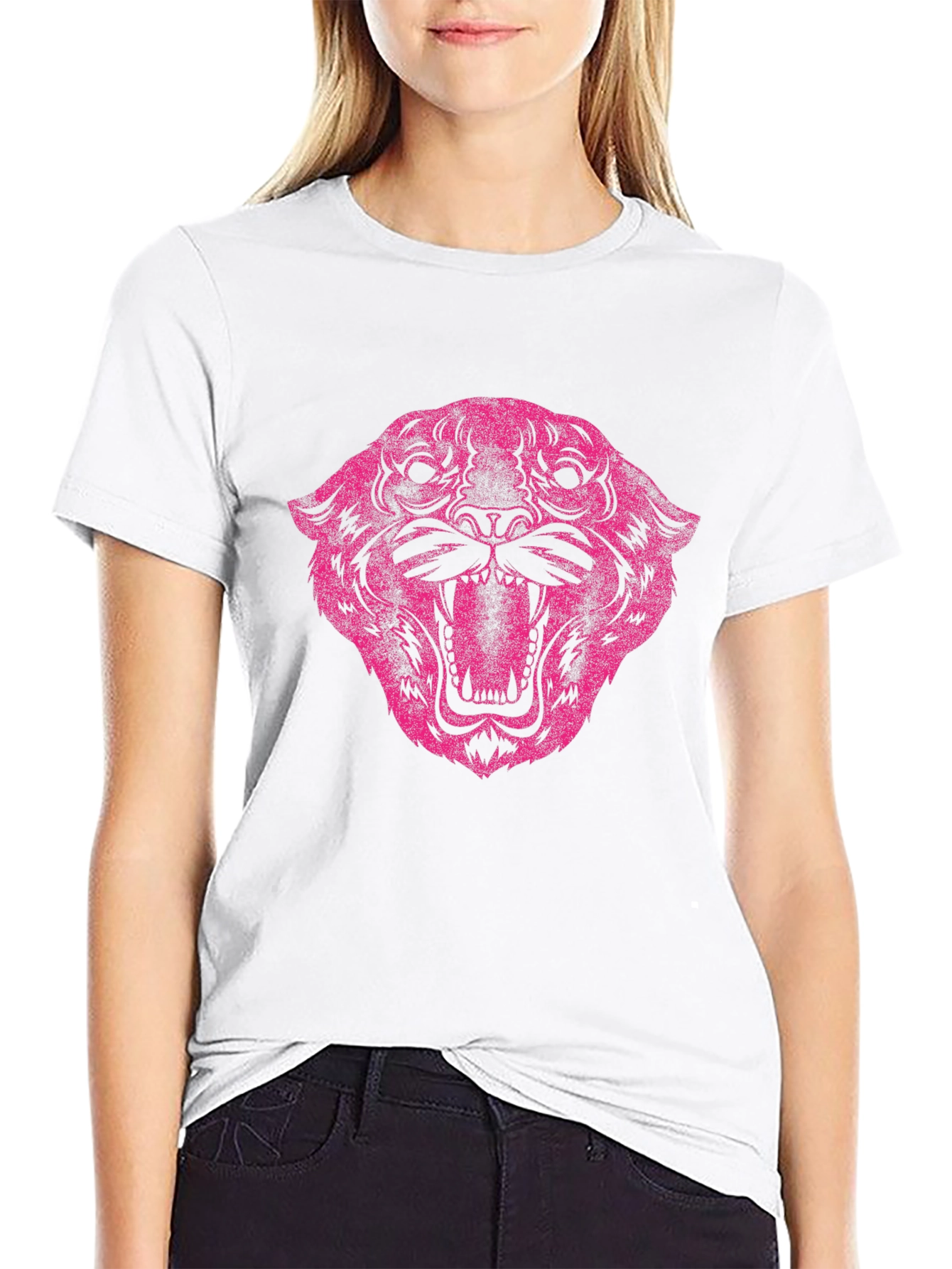Black Pink Tiger Graphic Black T-Shirt view 9