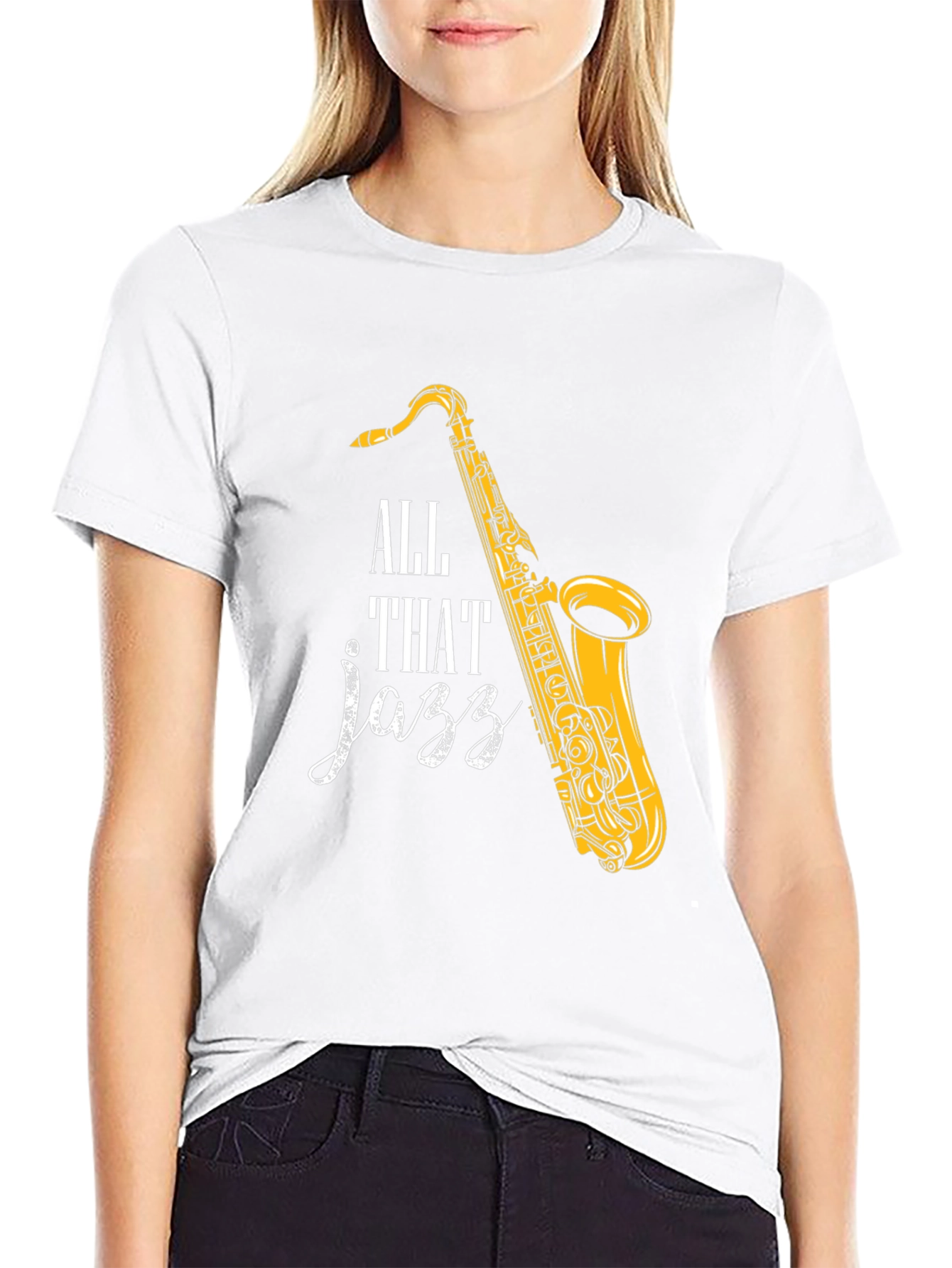 Black All That Jazz Saxophone Graphic T-Shirt view 9