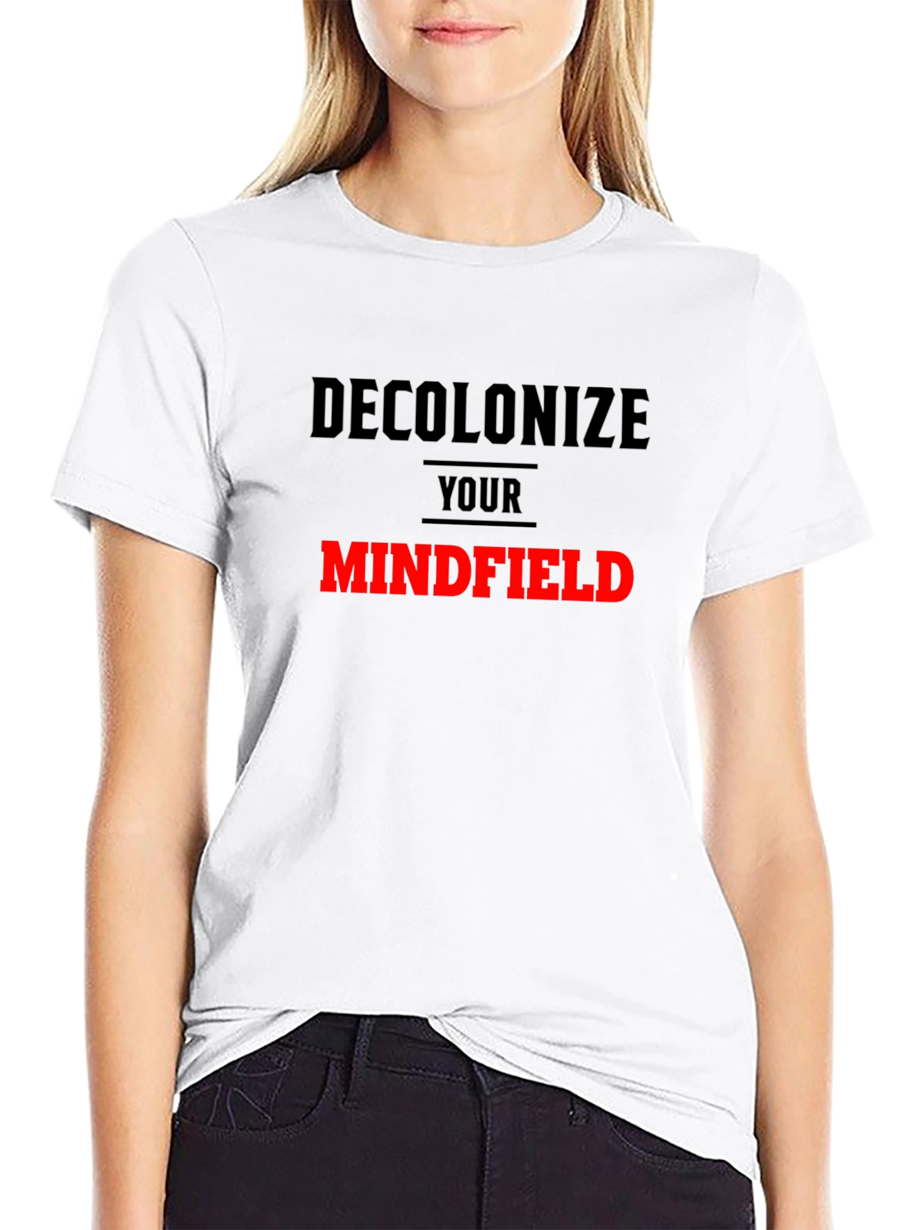 Black Decolonize Your Mindfield Graphic Tee view 9