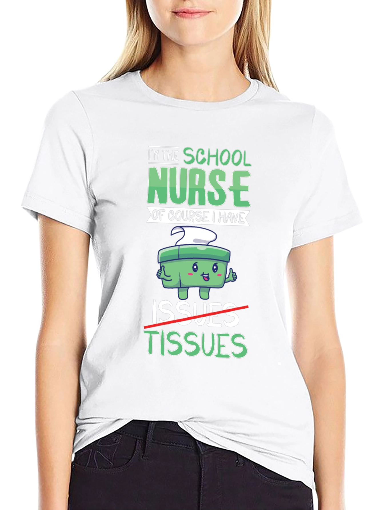 Black School Nurse Humor T-Shirt: Issues & Tissues Graphic Tee view 9