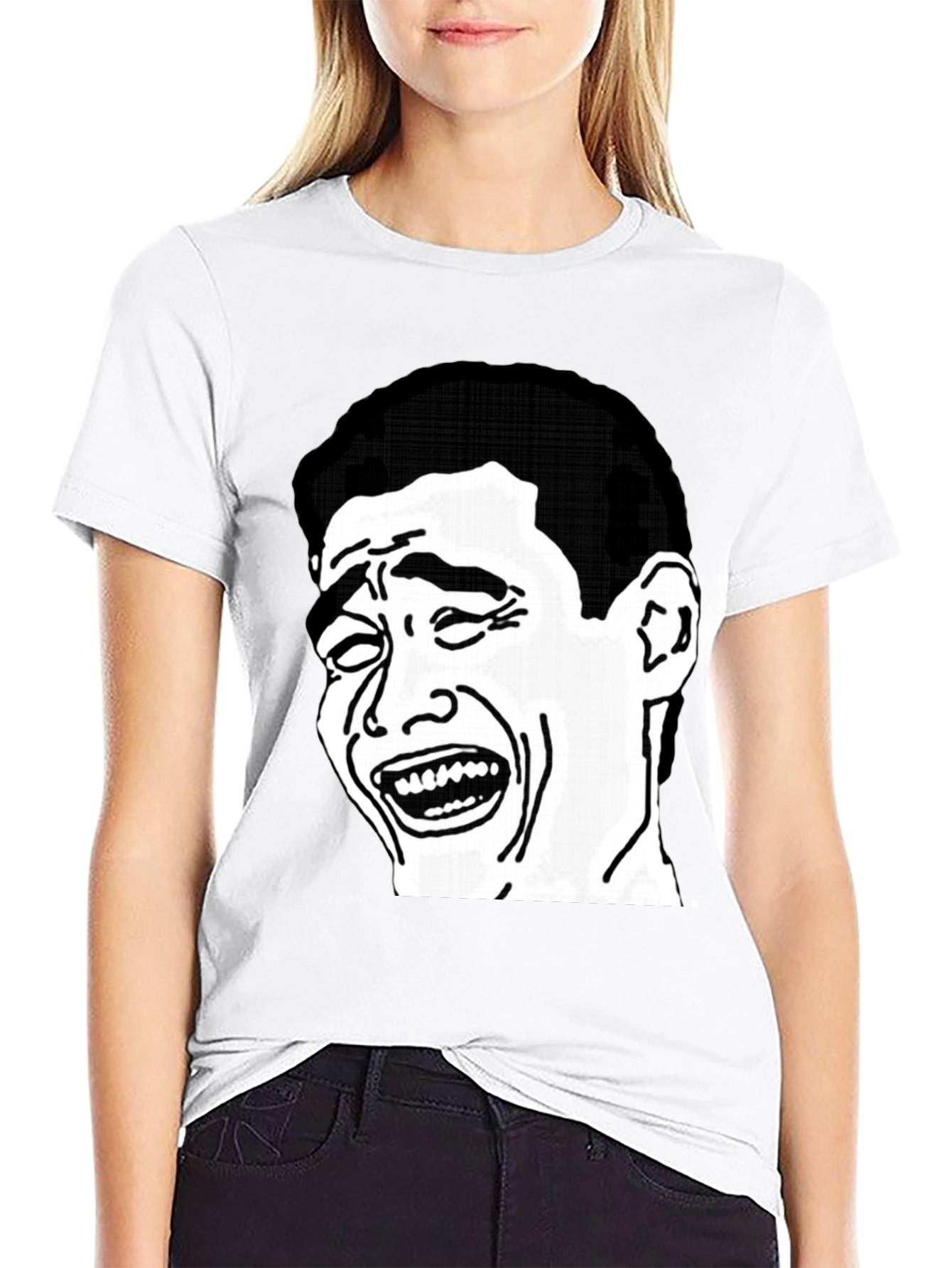 Black Laughing Face Graphic Tee - Black Cotton Blend T-Shirt view 9