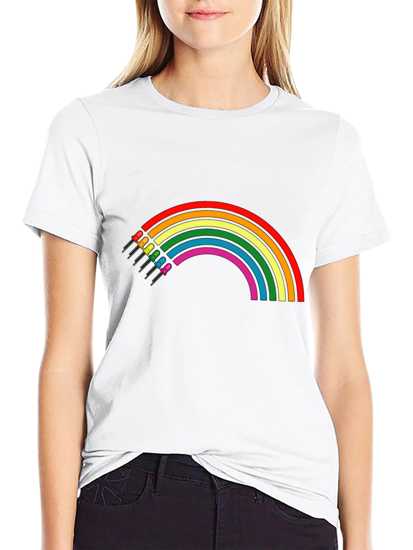 Black Rainbow LED T-Shirt - Black Cotton Blend view 9