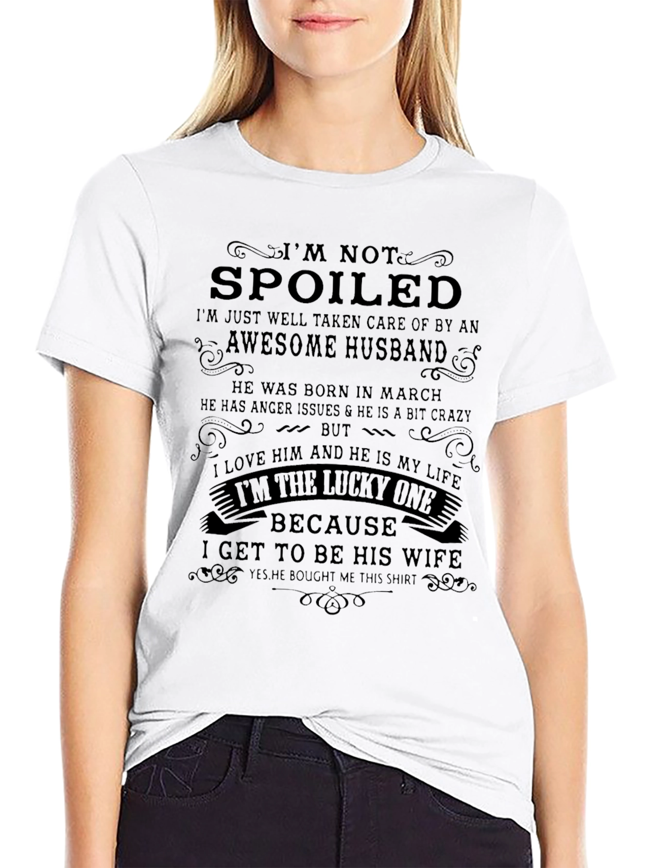 Black Spoiled Wife, Awesome Husband T-Shirt view 9