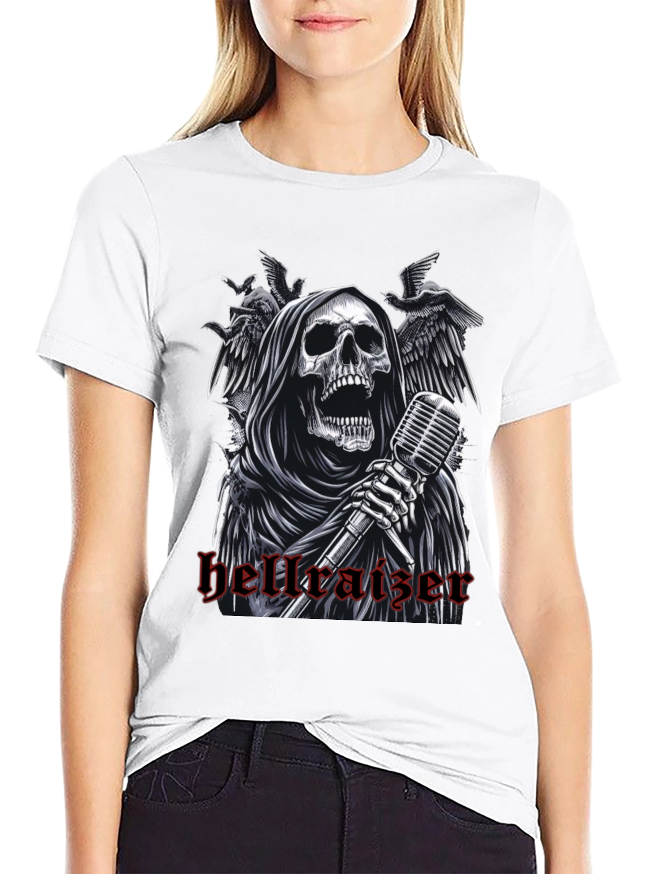 Black Hellraiser Grim Reaper Graphic Tee - Rock Concert Style view 9