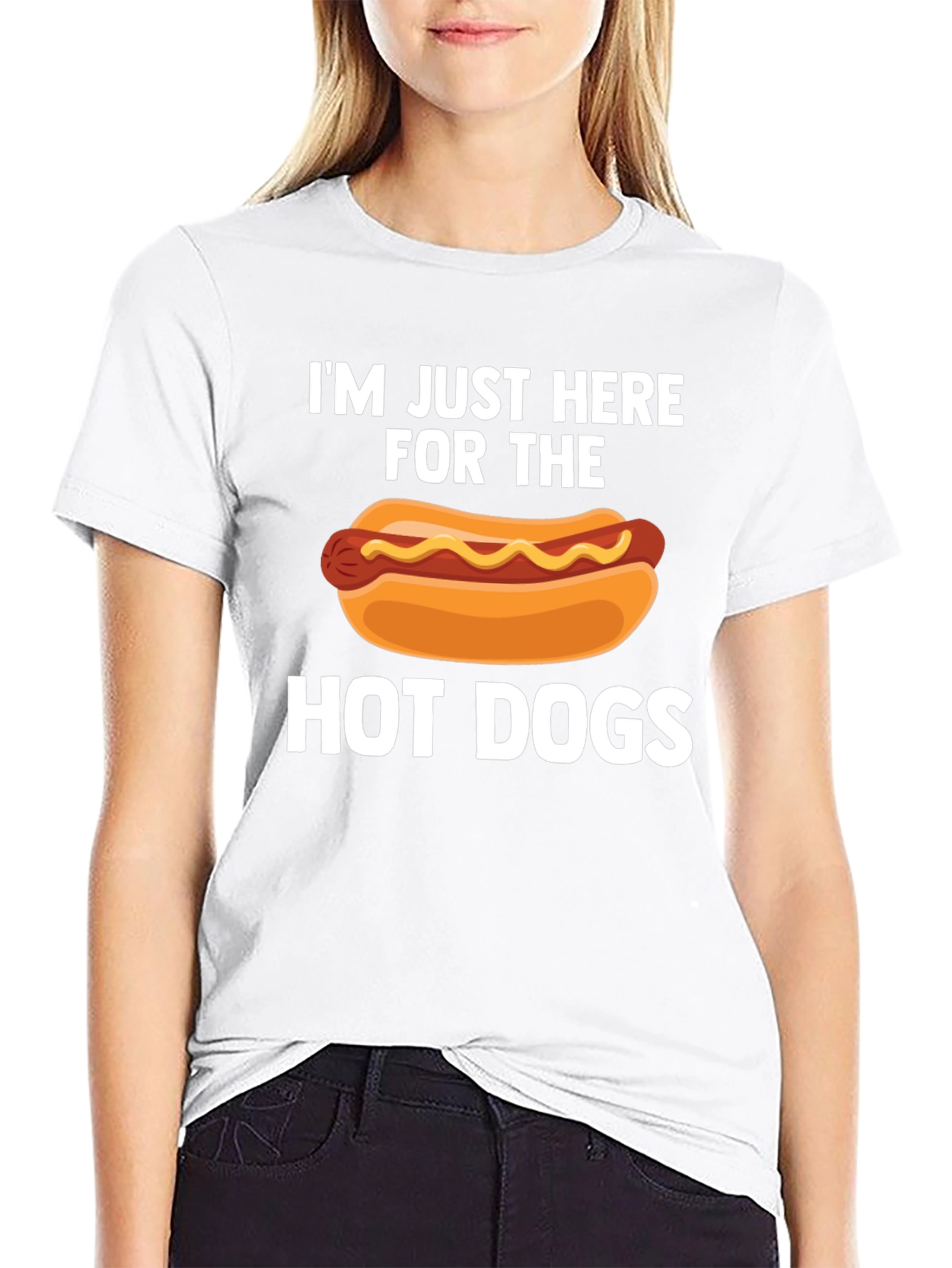 Black Hot Dog Lover T-Shirt - I'm Just Here for The Hot Dogs view 9