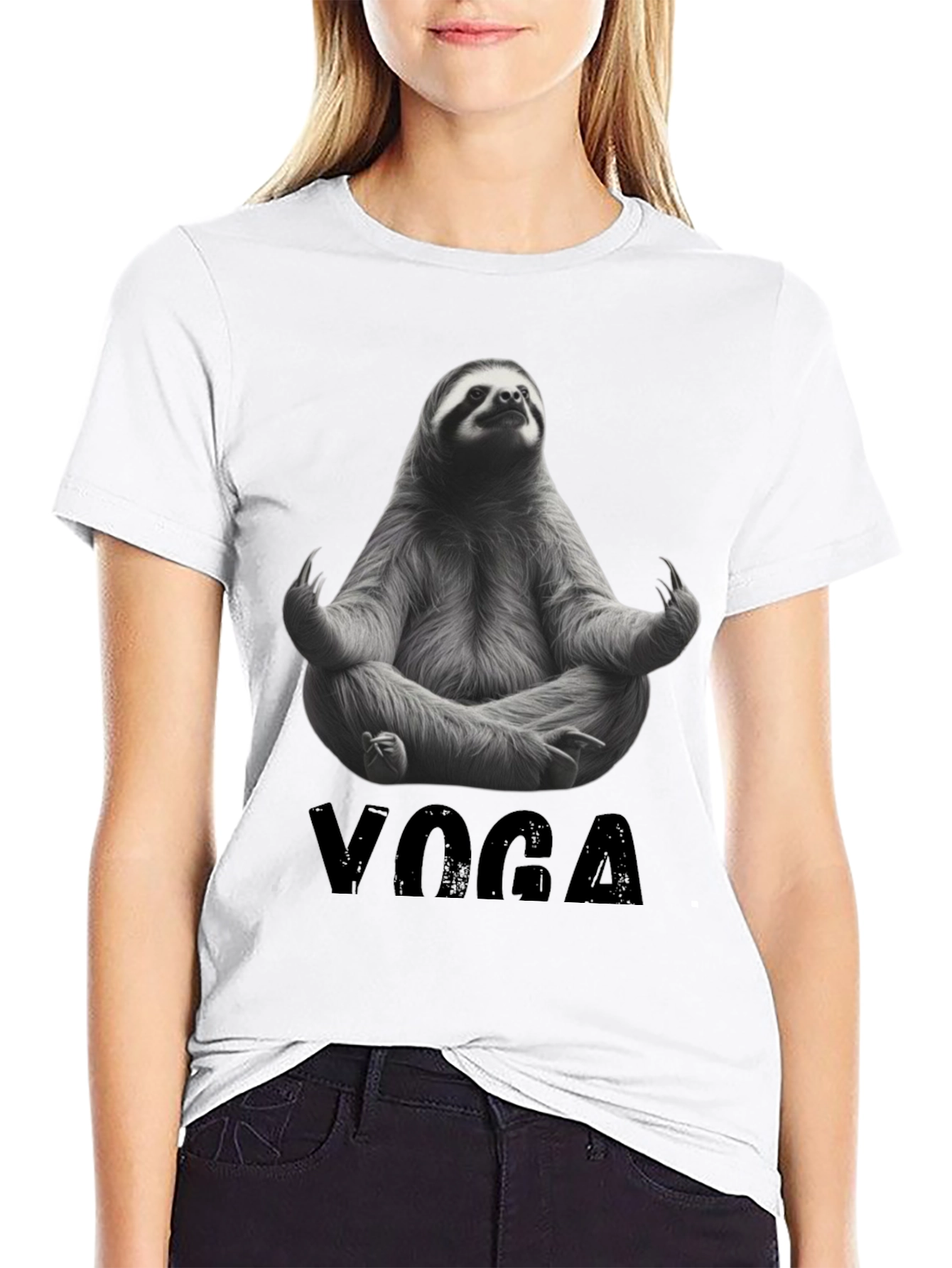 Black Sloth Yoga Graphic Tee - Relax & Unwind view 9