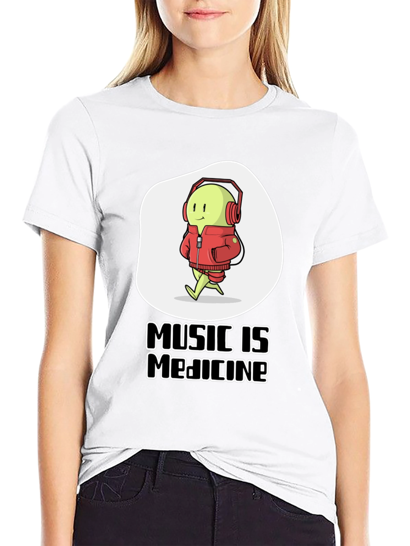 Black Music is Medicine T-Shirt: Cute Character Tee view 9