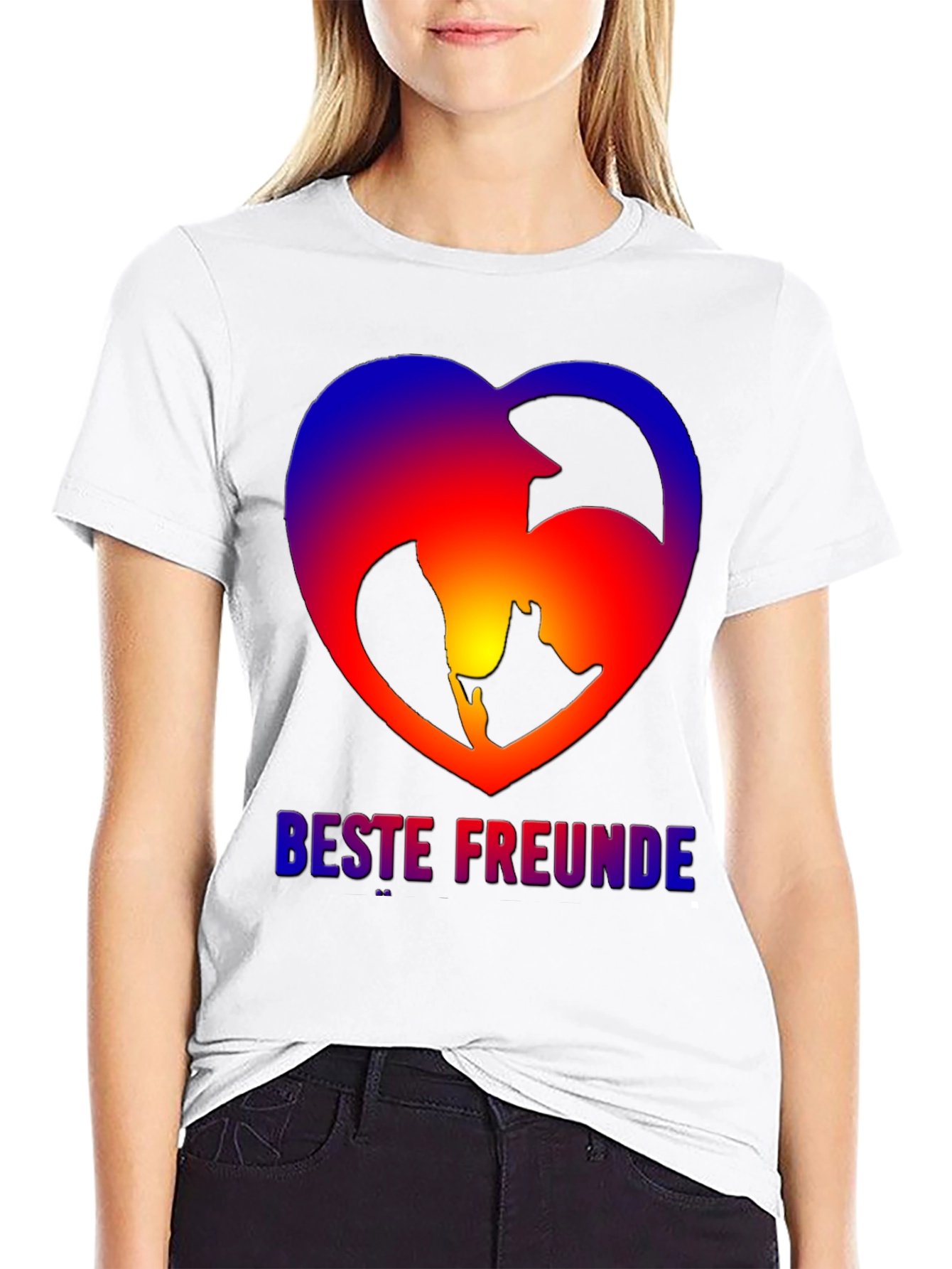 Black Best Friends Dog & Owner Heart T-Shirt view 9
