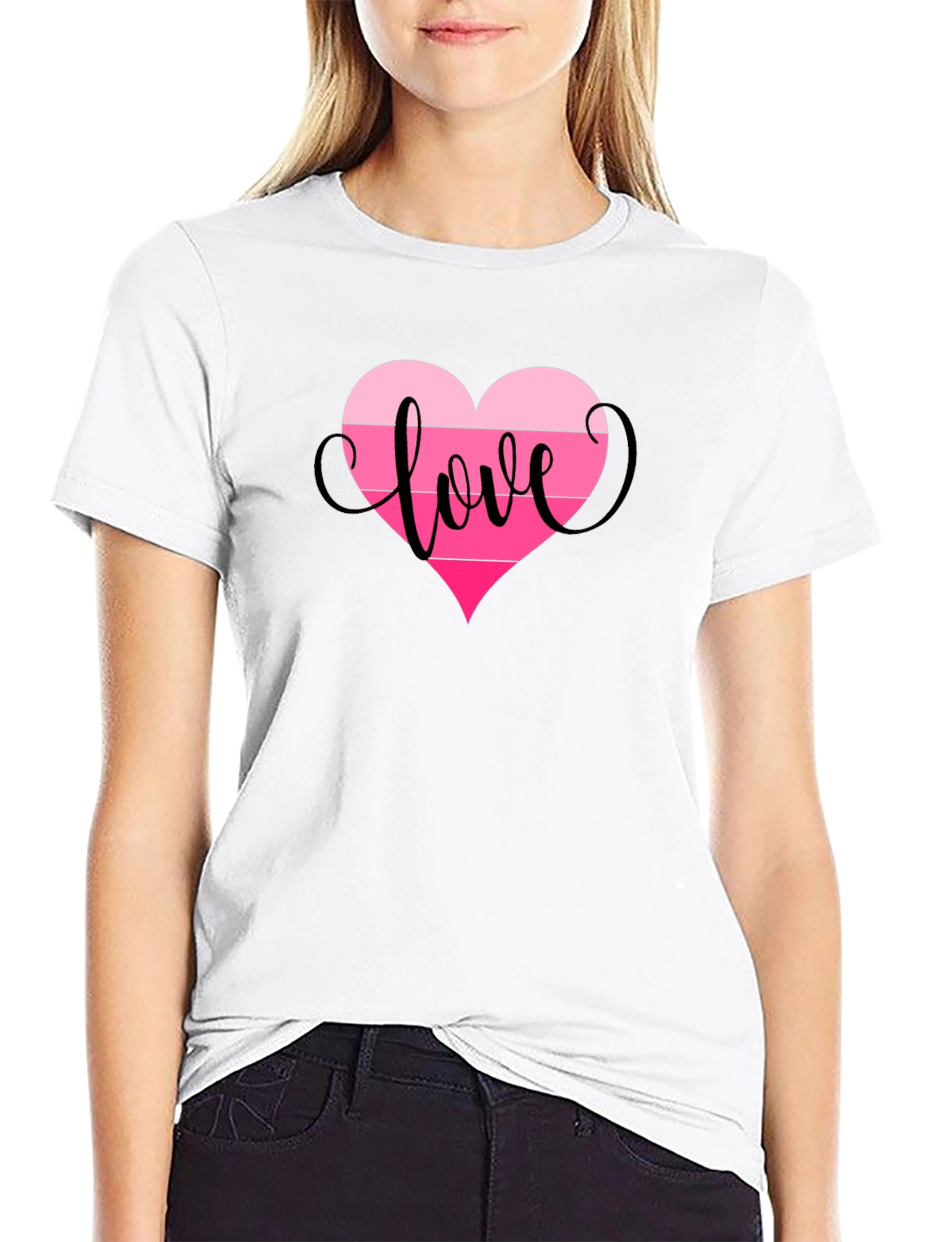 Black Love Heart Graphic Tee - Black view 9