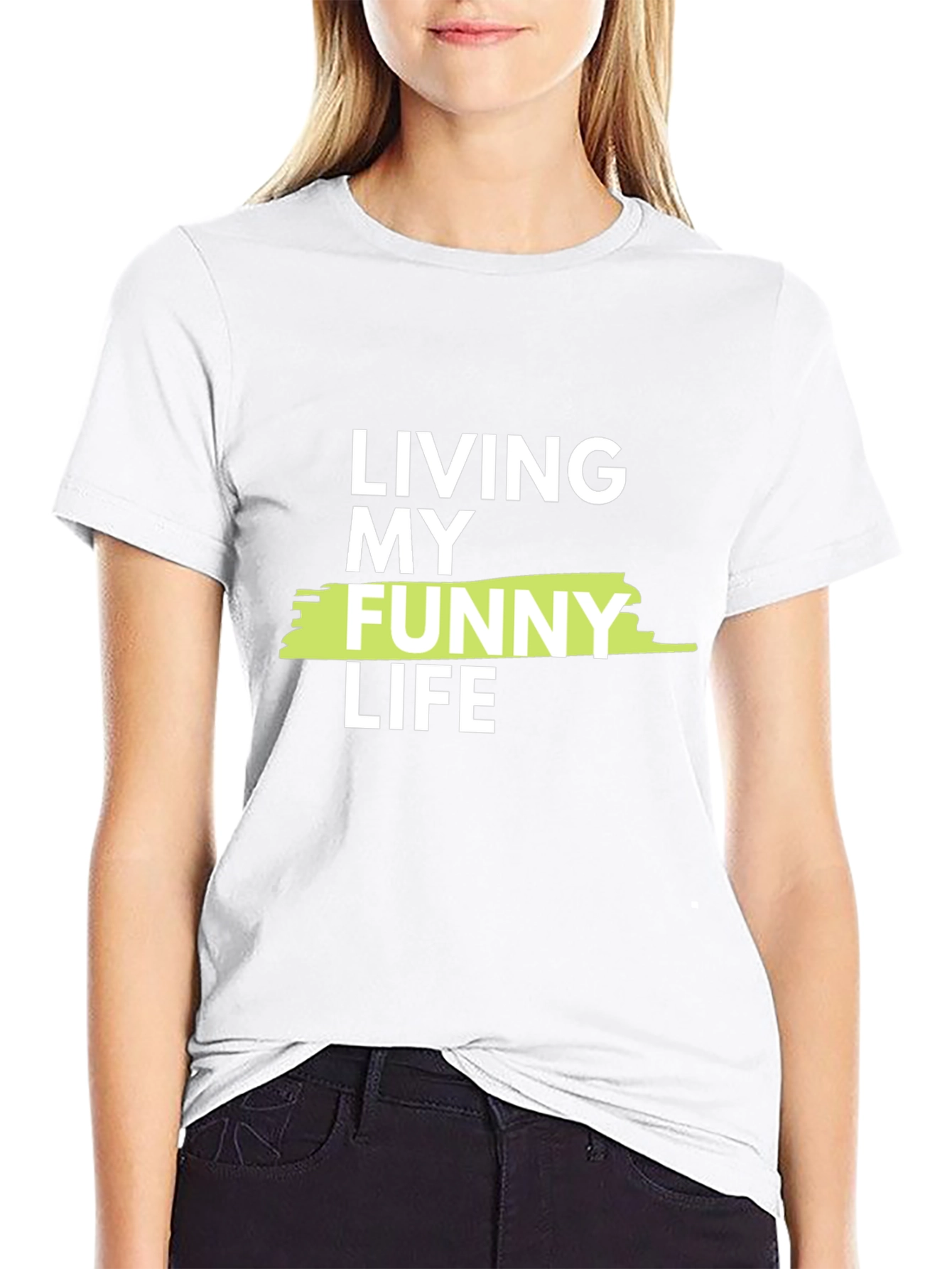 Black Living My Funny Life Graphic Tee - Casual Black T-Shirt view 9