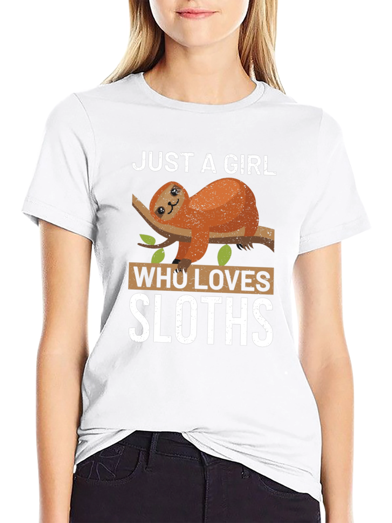 Black Just a Girl Who Loves Sloths T-Shirt view 9