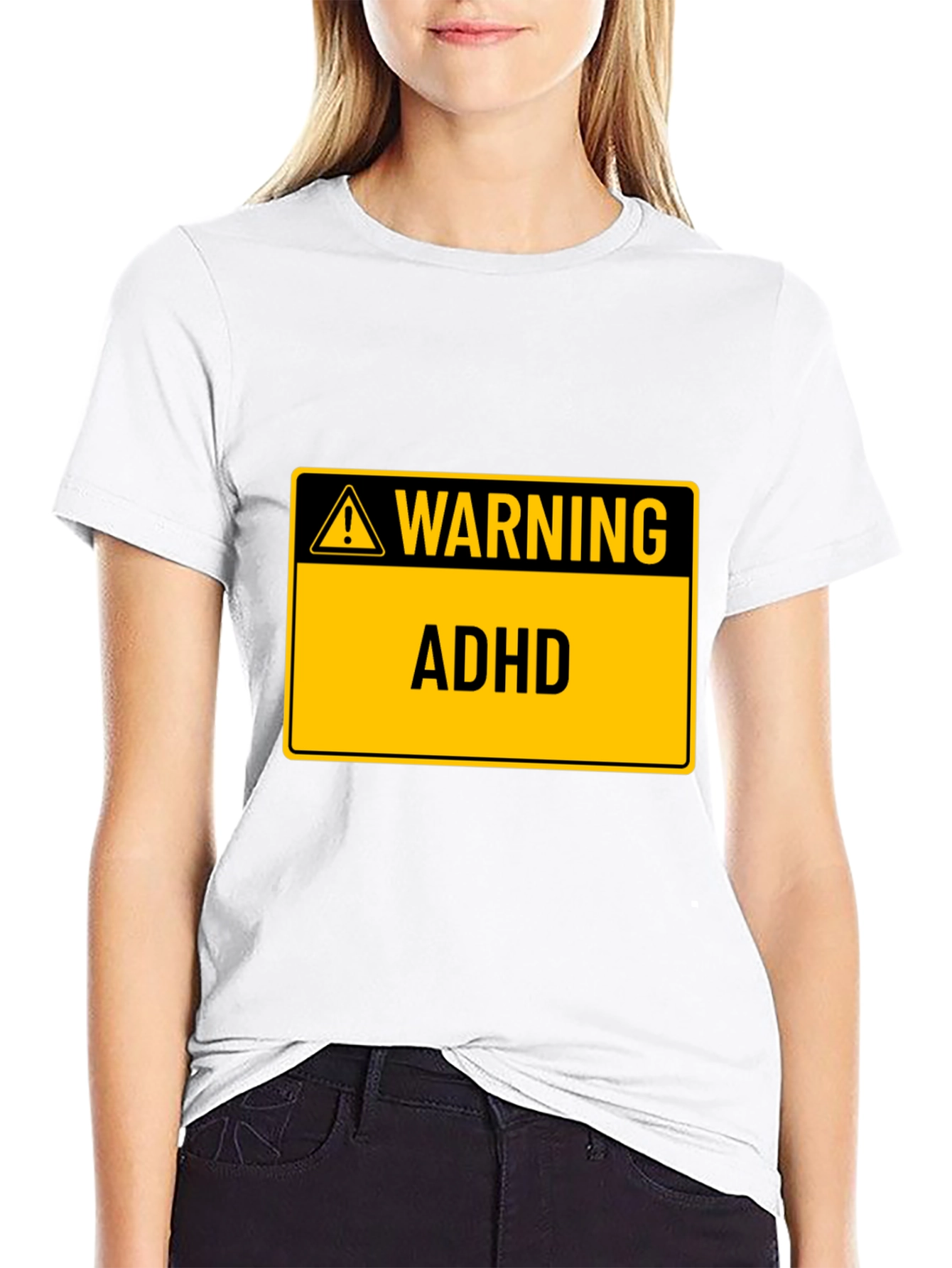 Black Warning ADHD Black T-Shirt view 9